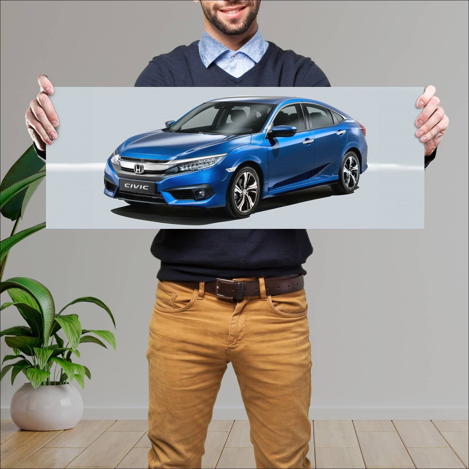 Cuadro grande 30x80cm 2016 honda civic sedan auto 90 Honda