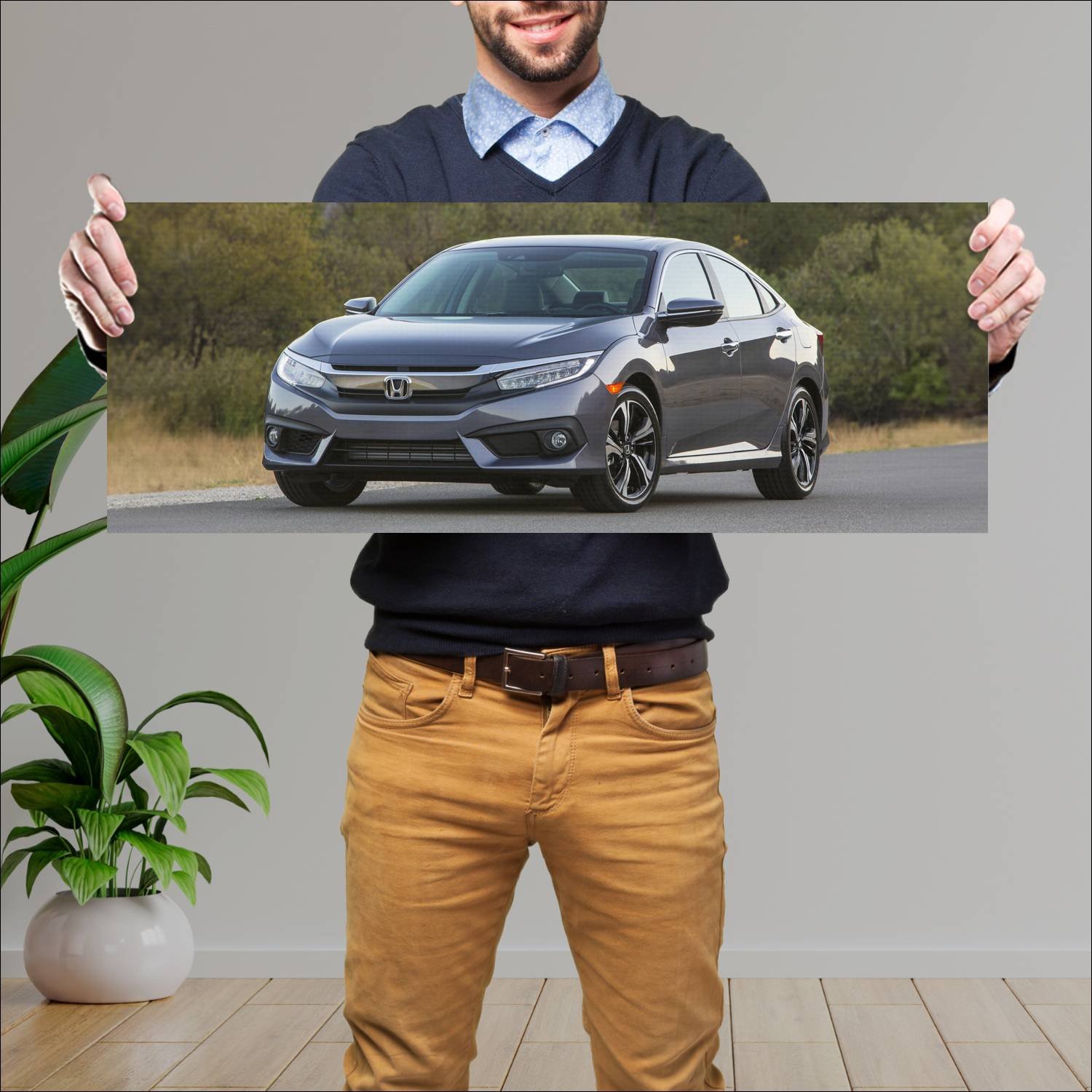 Cuadro grande 30x80cm 2016 honda civic touring sed 92 Honda