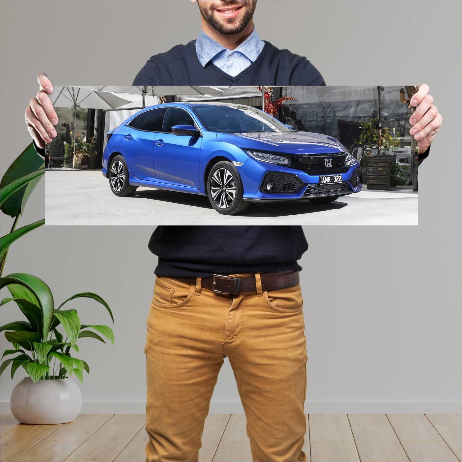 Cuadro grande 30x80cm 2017 honda civic au auto 103 Honda