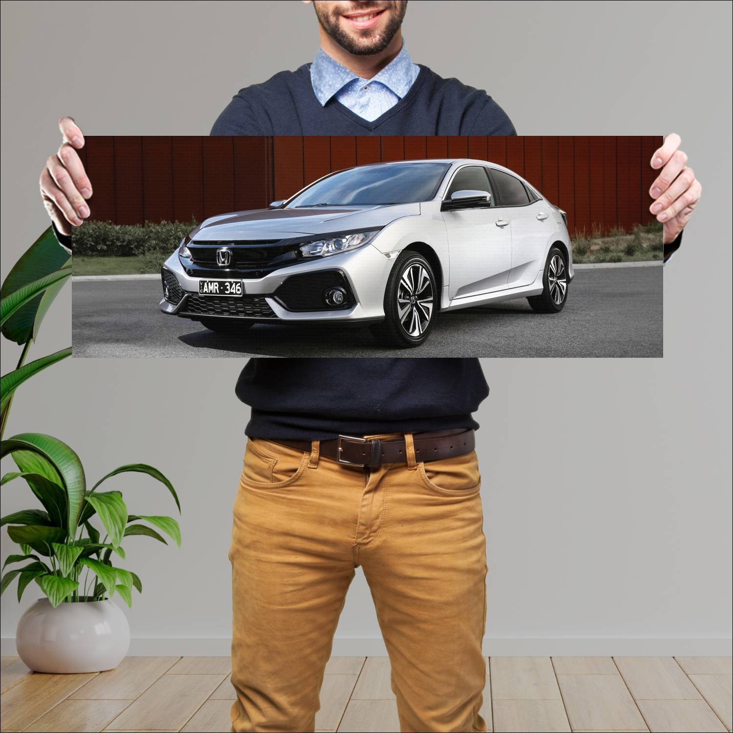 Cuadro grande 30x80cm 2017 honda civic au auto 104 Honda