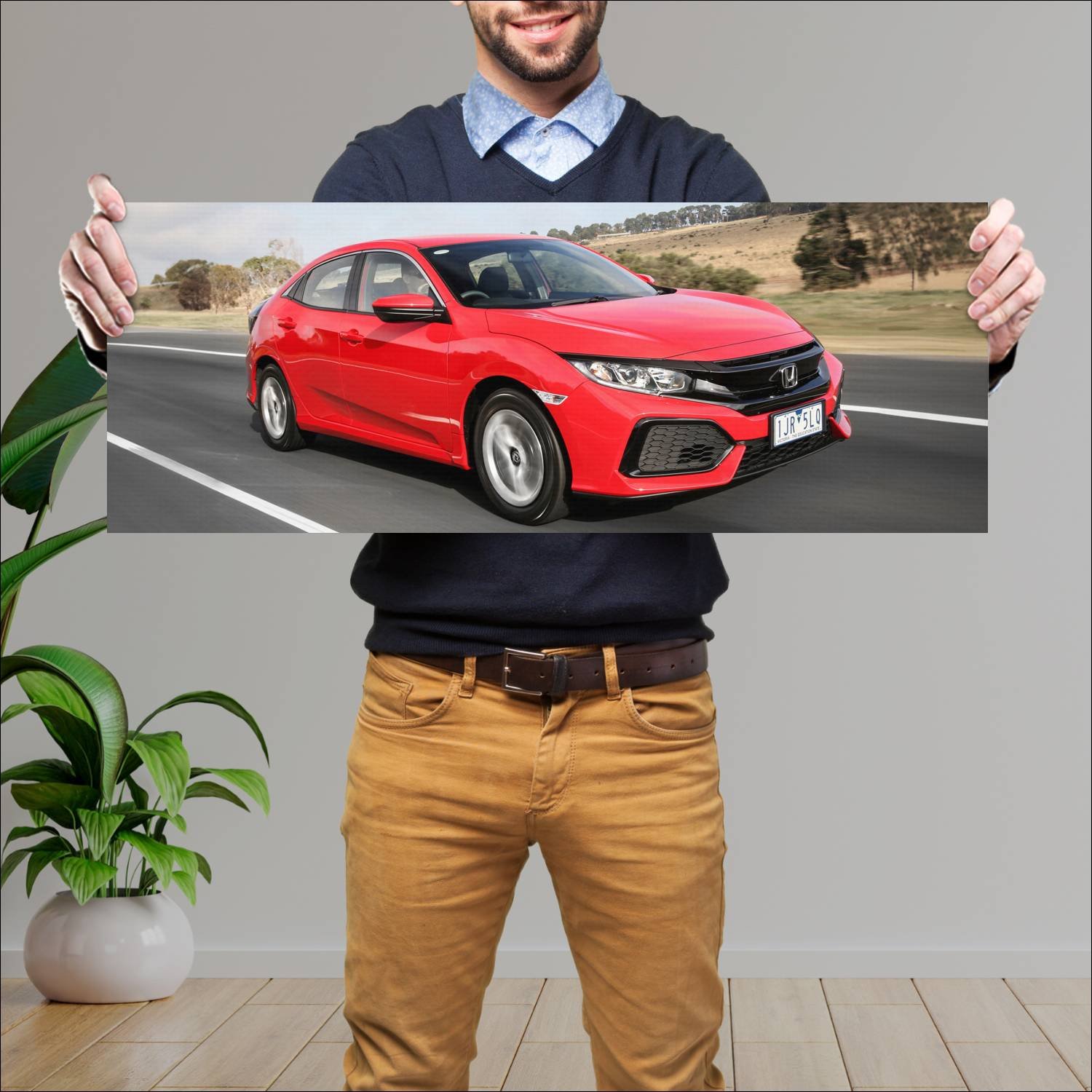 Cuadro grande 30x80cm 2017 honda civic au auto 105 Honda