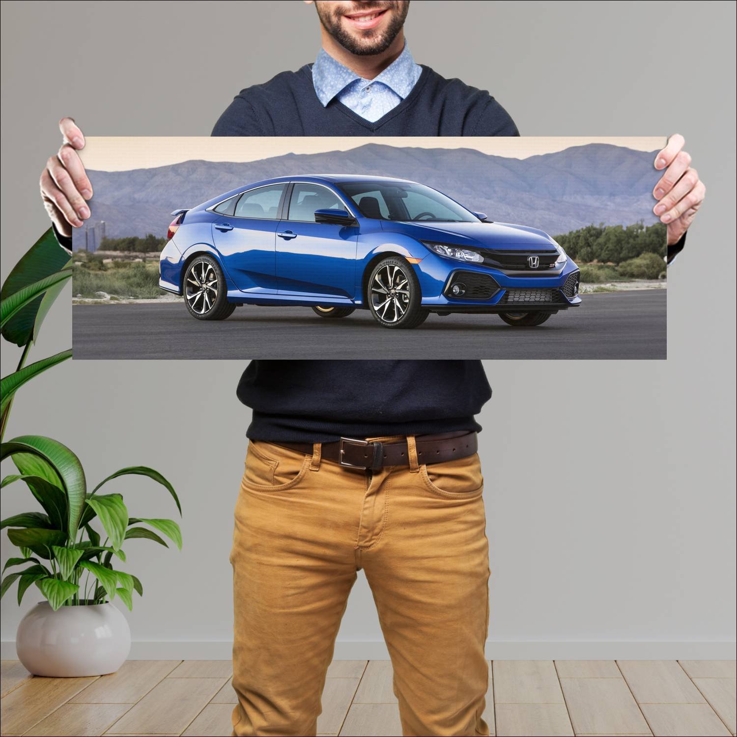 Cuadro grande 30x80cm 2017 honda civic si sedan us 108 Honda