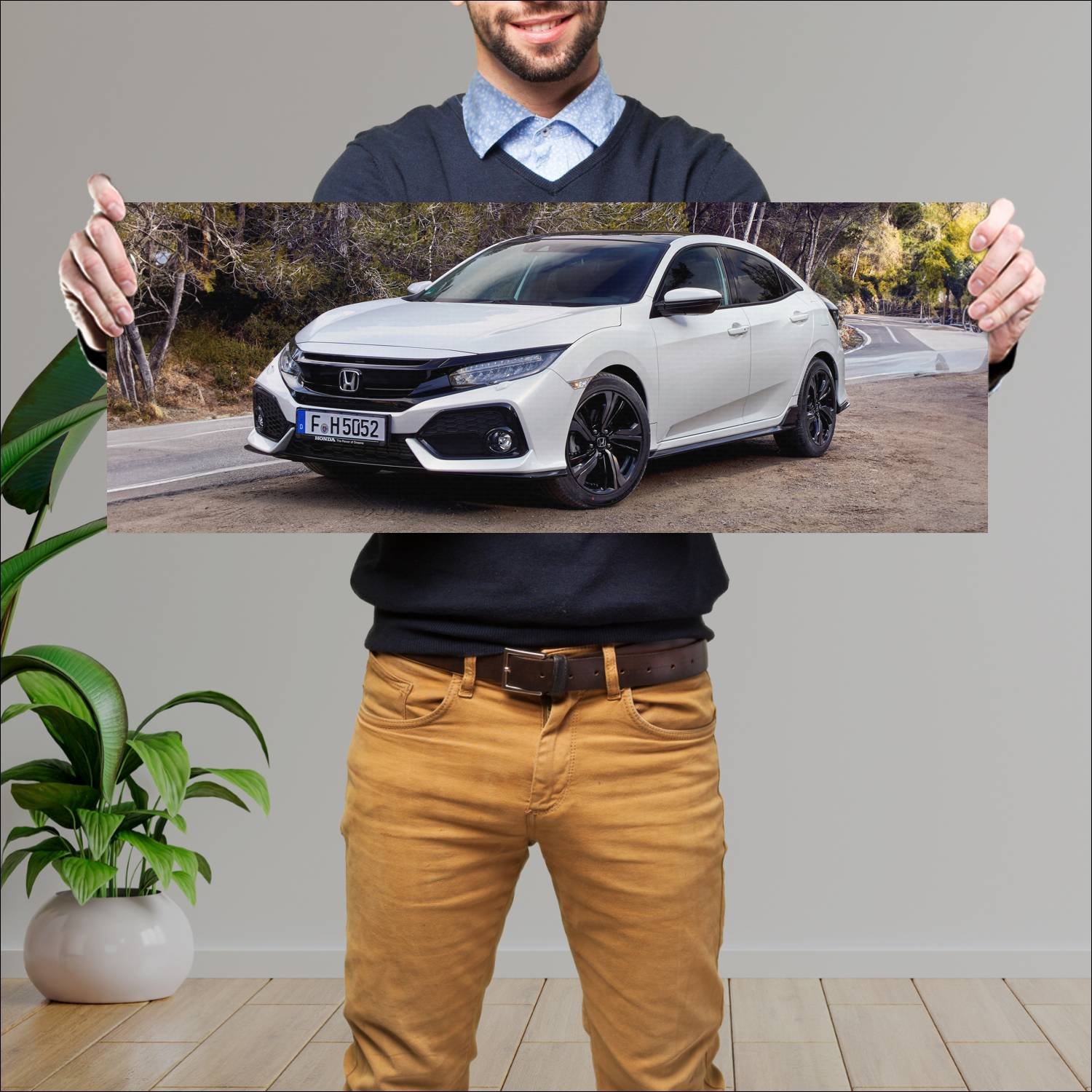 Cuadro grande 30x80cm 2017 honda civic sport auto 109 Honda