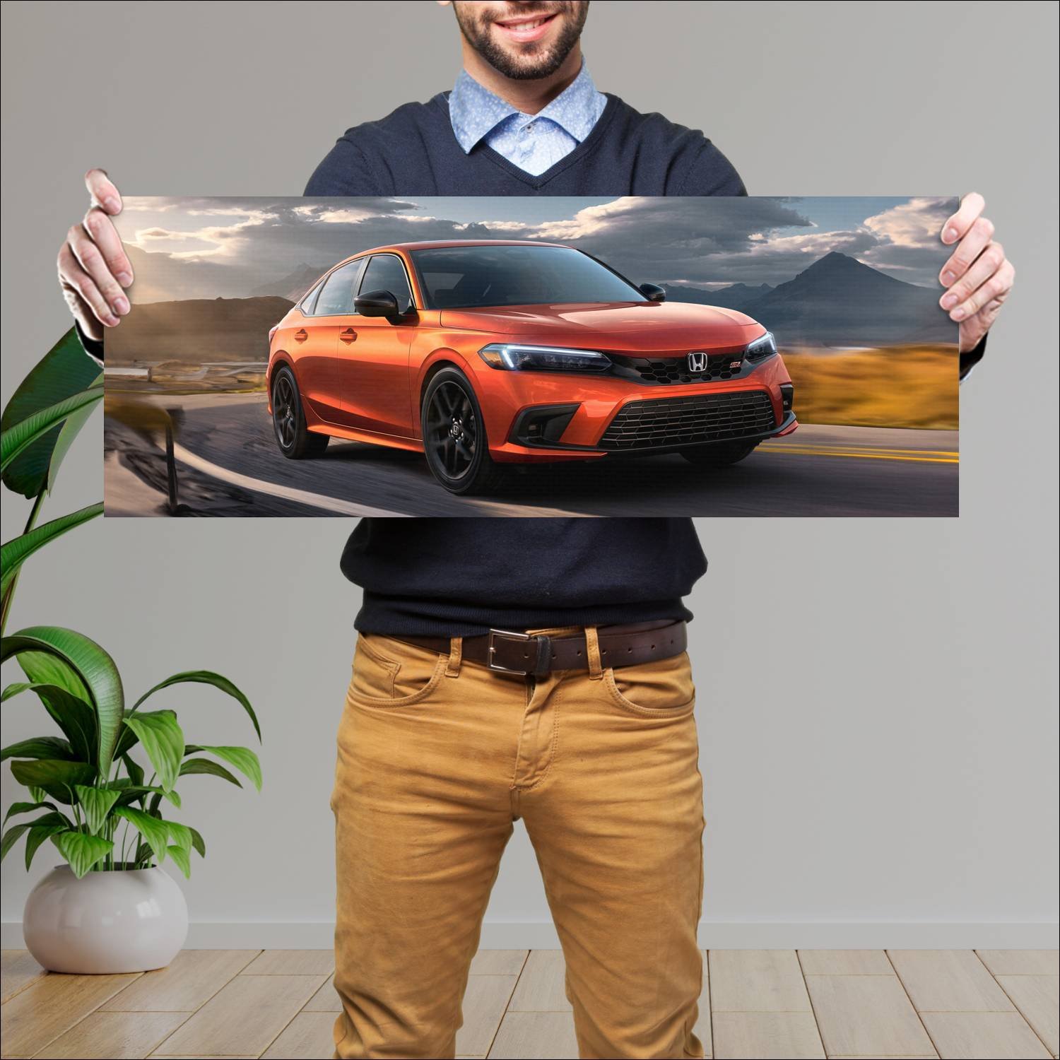 Cuadro grande 30x80cm 2022 honda civic si us auto 207 Honda