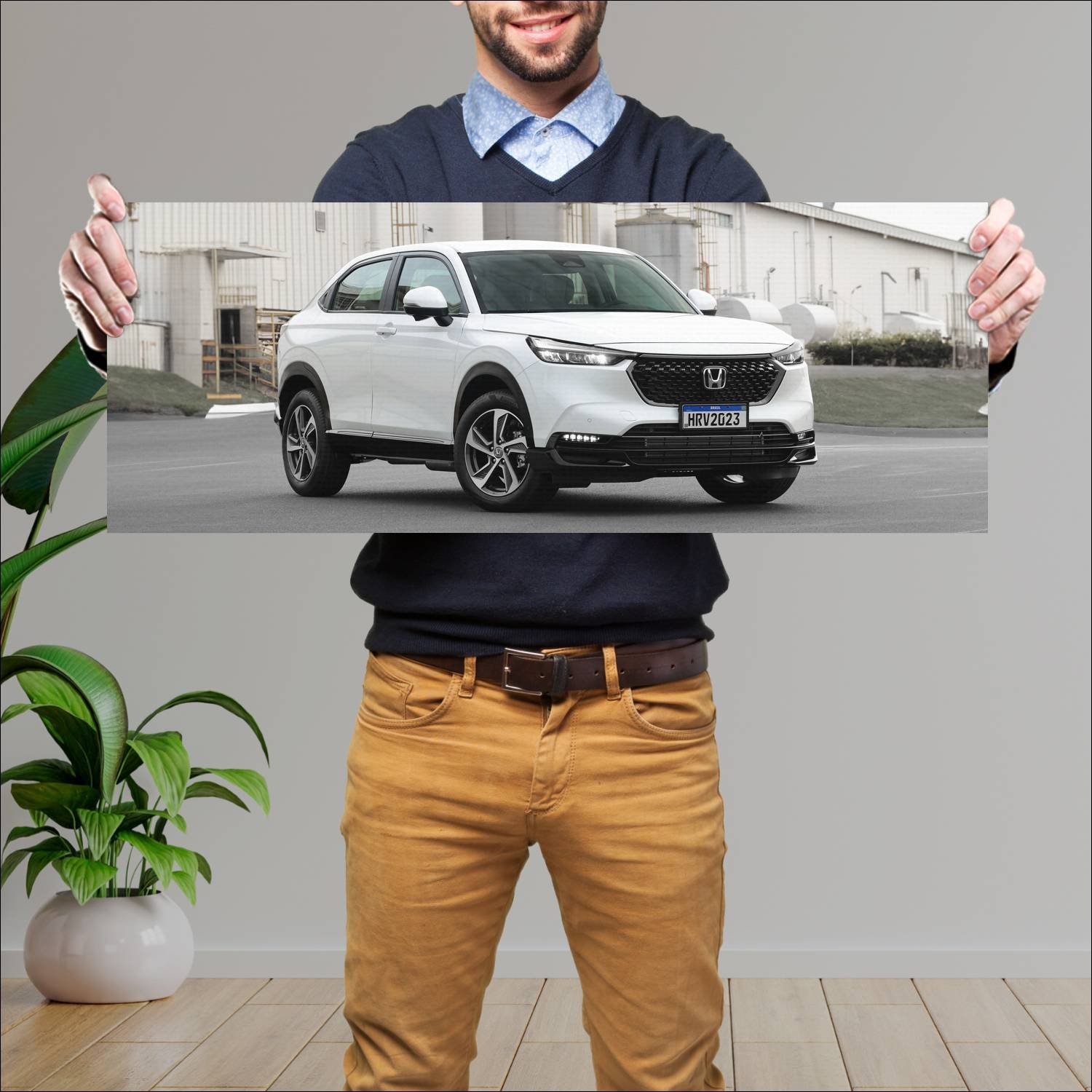 Cuadro grande 30x80cm 2022 honda hr v br auto 212 Honda