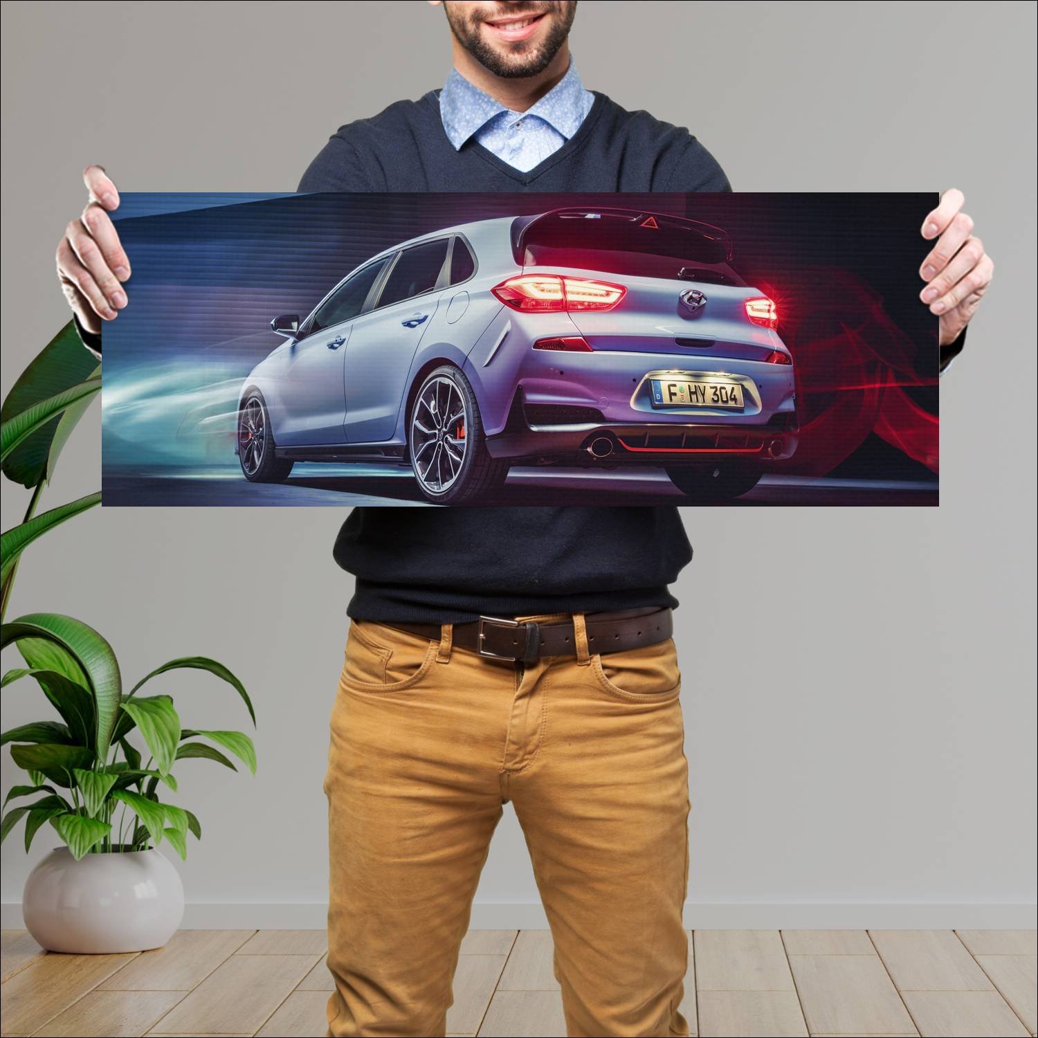 Cuadro grande 30x80cm 2017 hyundai i30 n auto 105 Hyundai