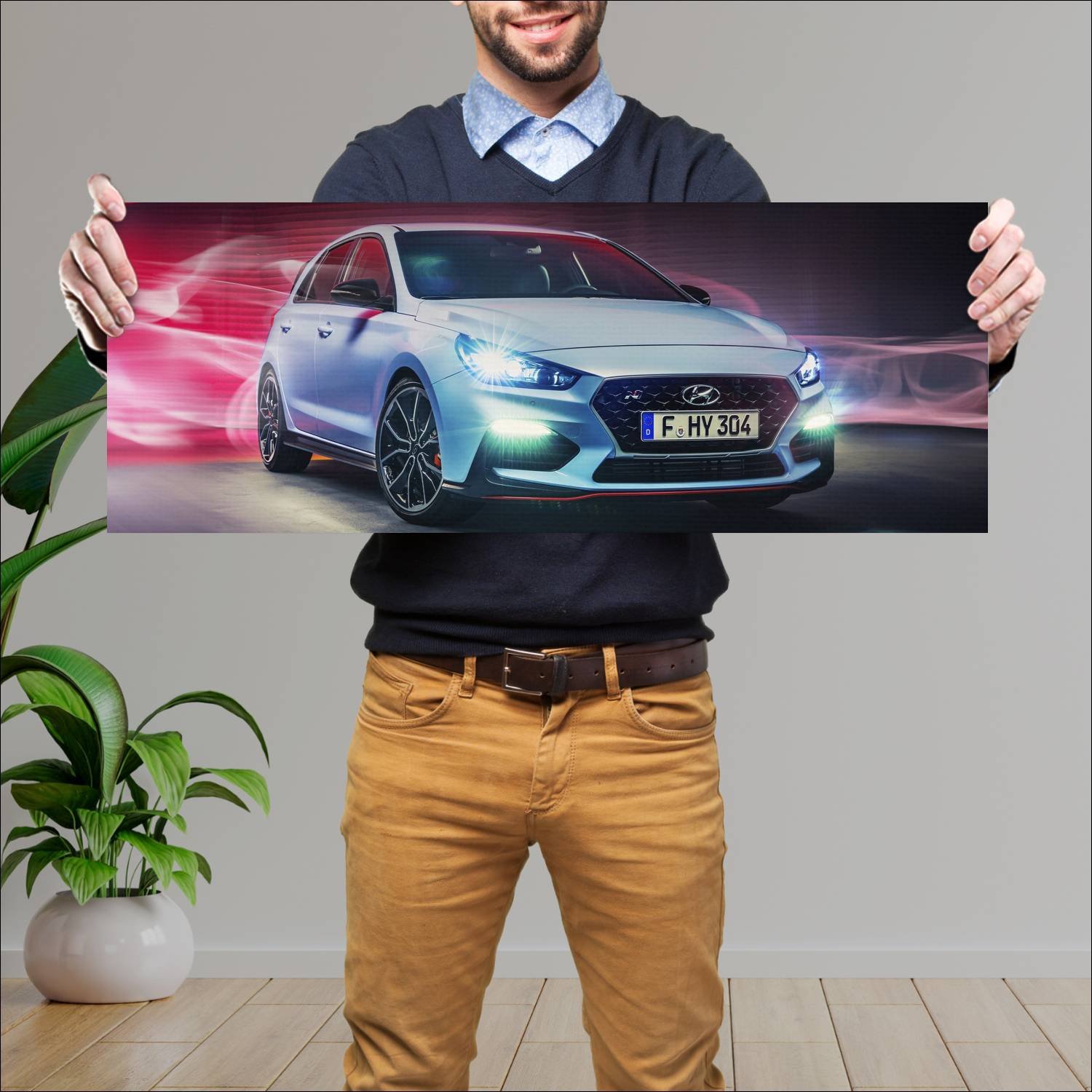 Cuadro grande 30x80cm 2017 hyundai i30 n auto 106 Hyundai
