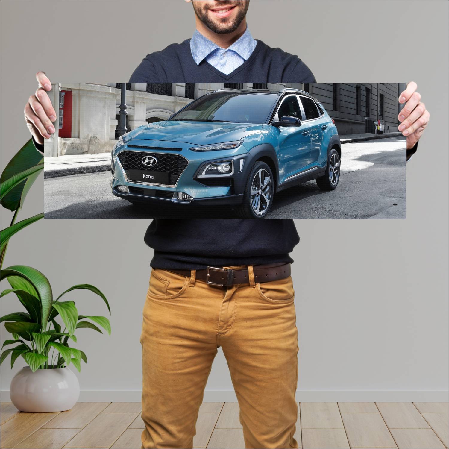 Cuadro grande 30x80cm 2017 hyundai kona auto 112 Hyundai