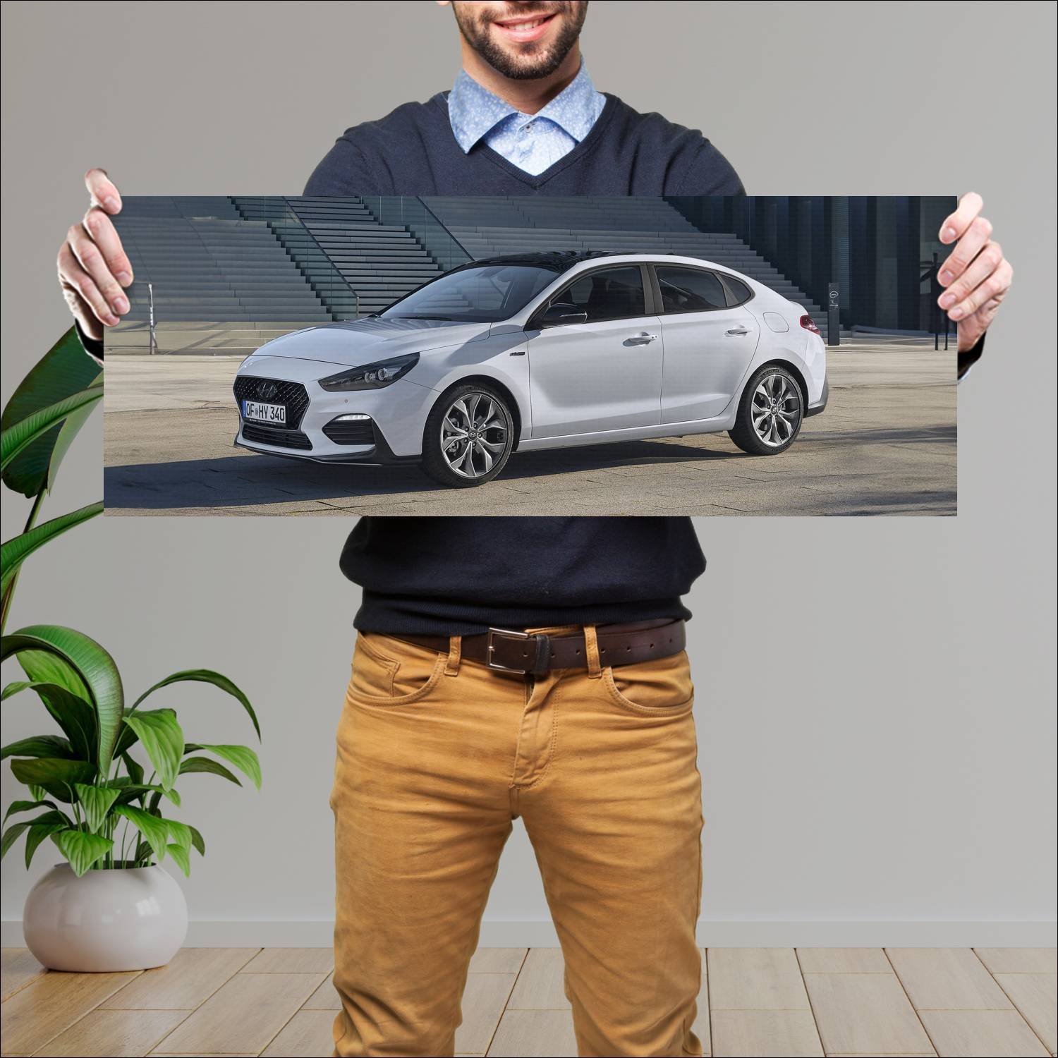 Cuadro grande 30x80cm 2018 hyundai i30 fastback n 125 Hyundai