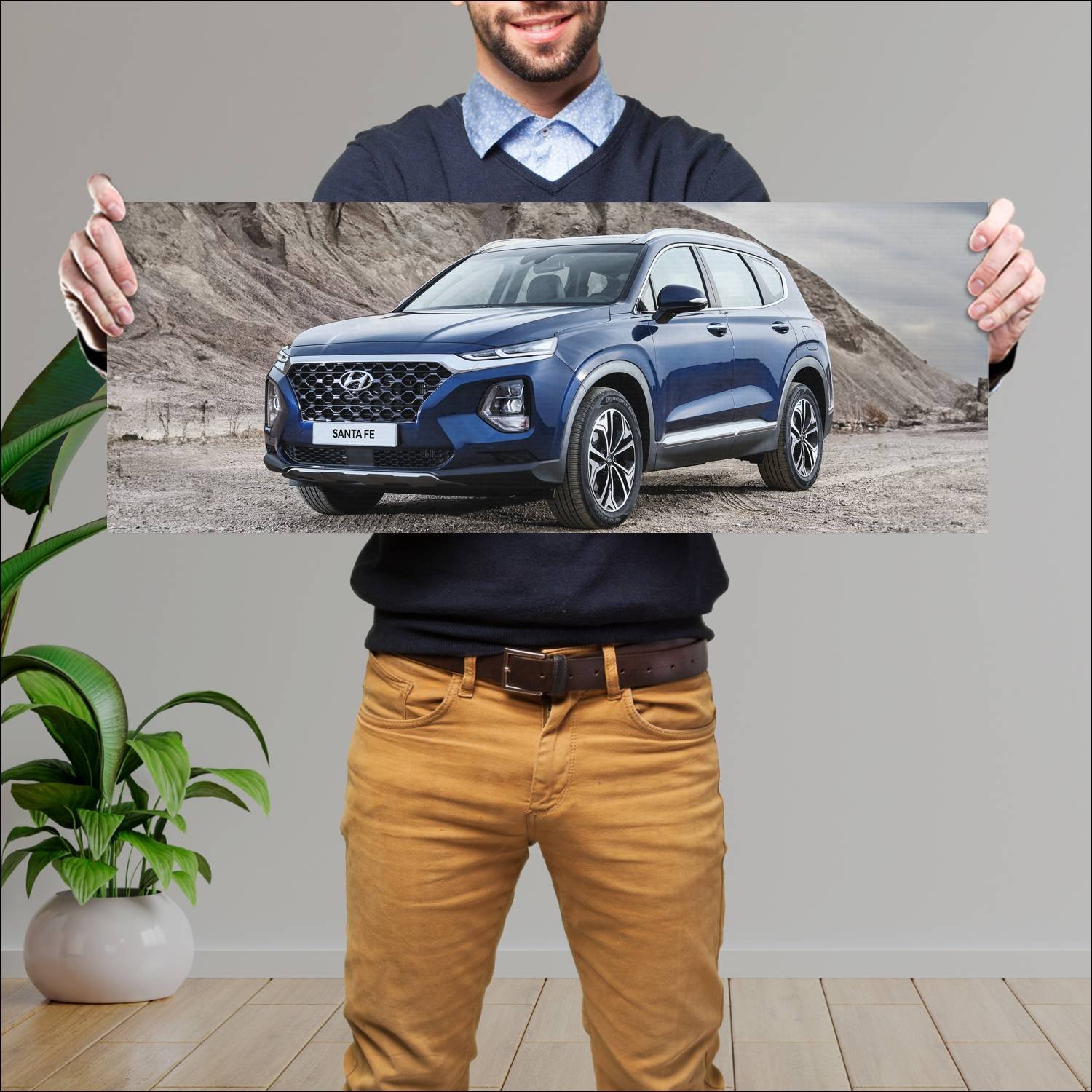 Cuadro grande 30x80cm 2018 hyundai santa fe auto 137 Hyundai