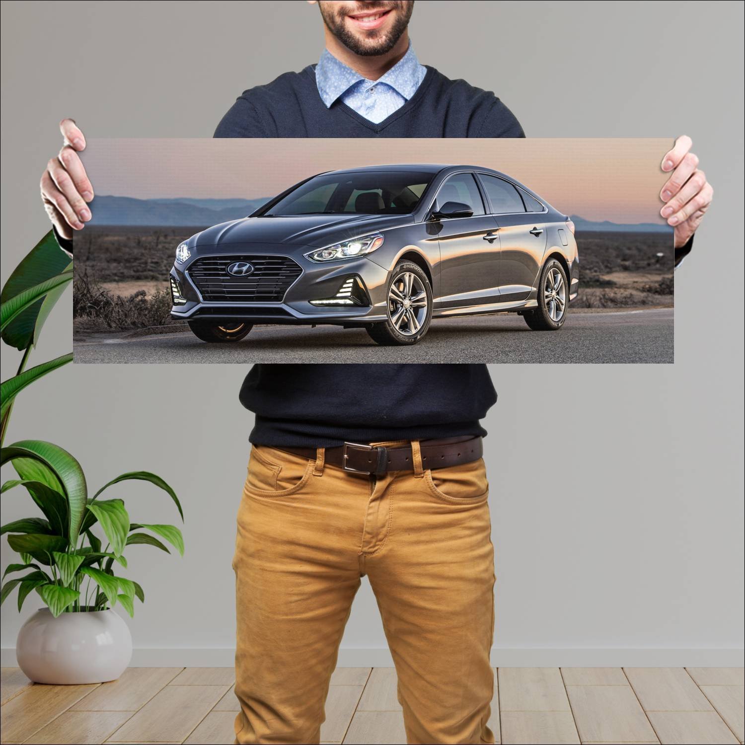 Cuadro grande 30x80cm 2018 hyundai sonata auto 140 Hyundai