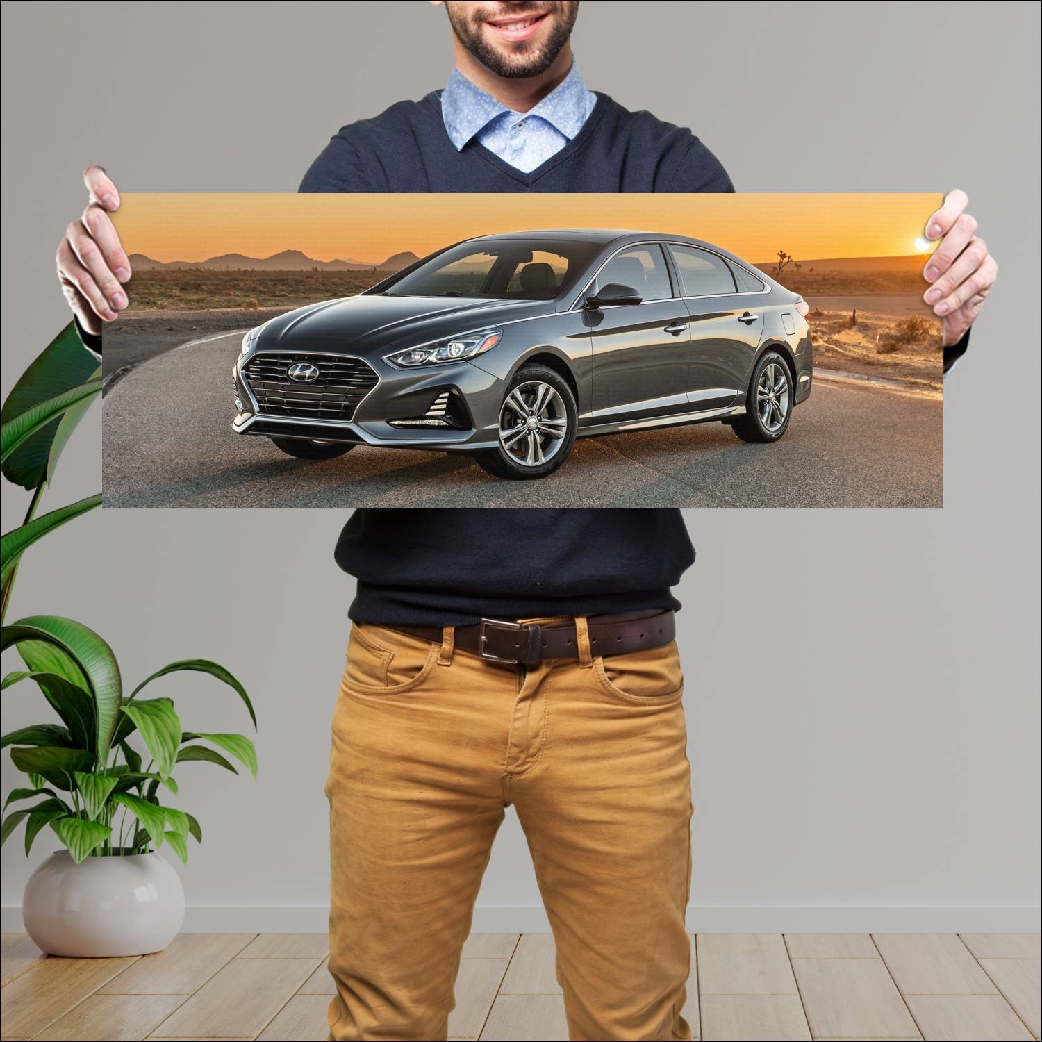 Cuadro grande 30x80cm 2018 hyundai sonata auto 141 Hyundai