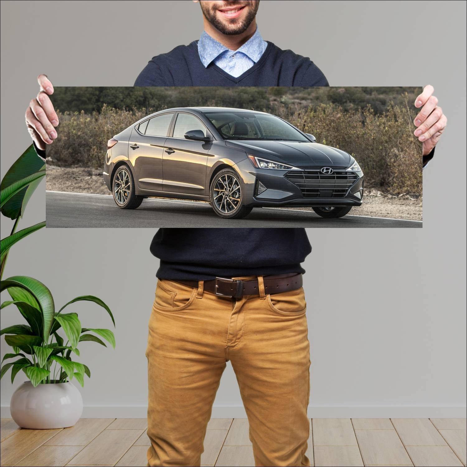 Cuadro grande 30x80cm 2019 hyundai elantra auto 145 Hyundai