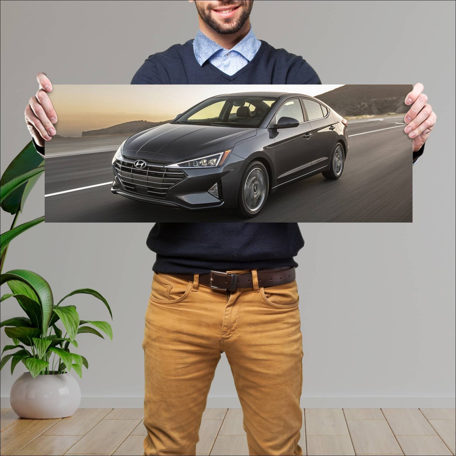 Cuadro grande 30x80cm 2019 hyundai elantra auto 146 Hyundai