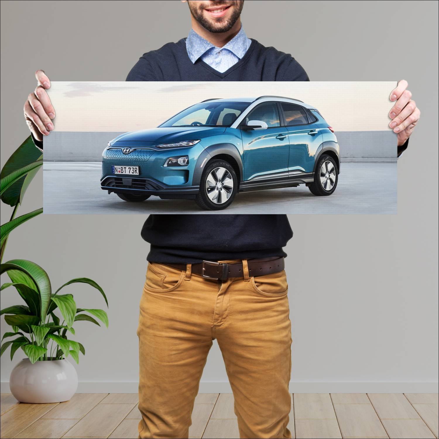 Cuadro grande 30x80cm 2019 hyundai kona electric a 162 Hyundai