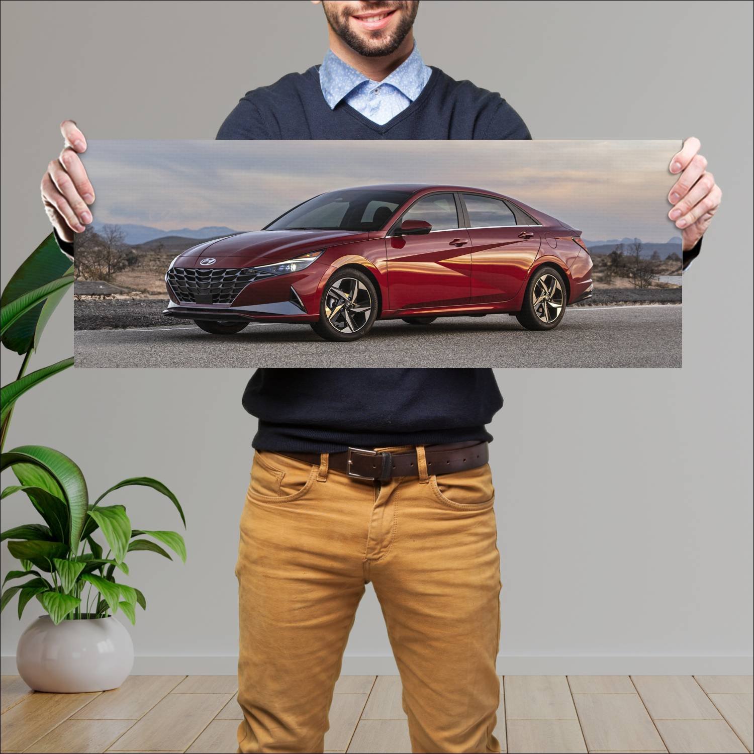 Cuadro grande 30x80cm 2021 hyundai elantra auto 209 Hyundai