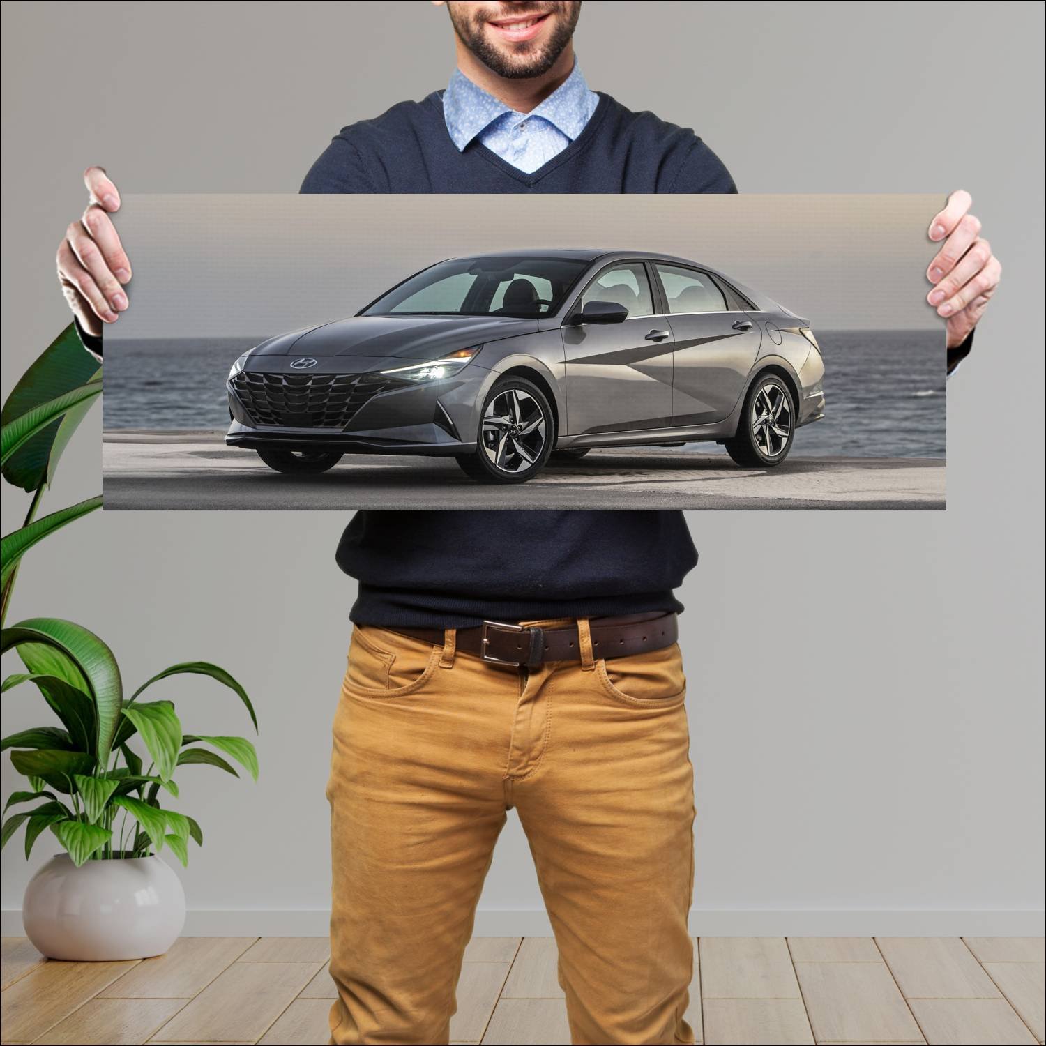 Cuadro grande 30x80cm 2021 hyundai elantra hybrid 210 Hyundai