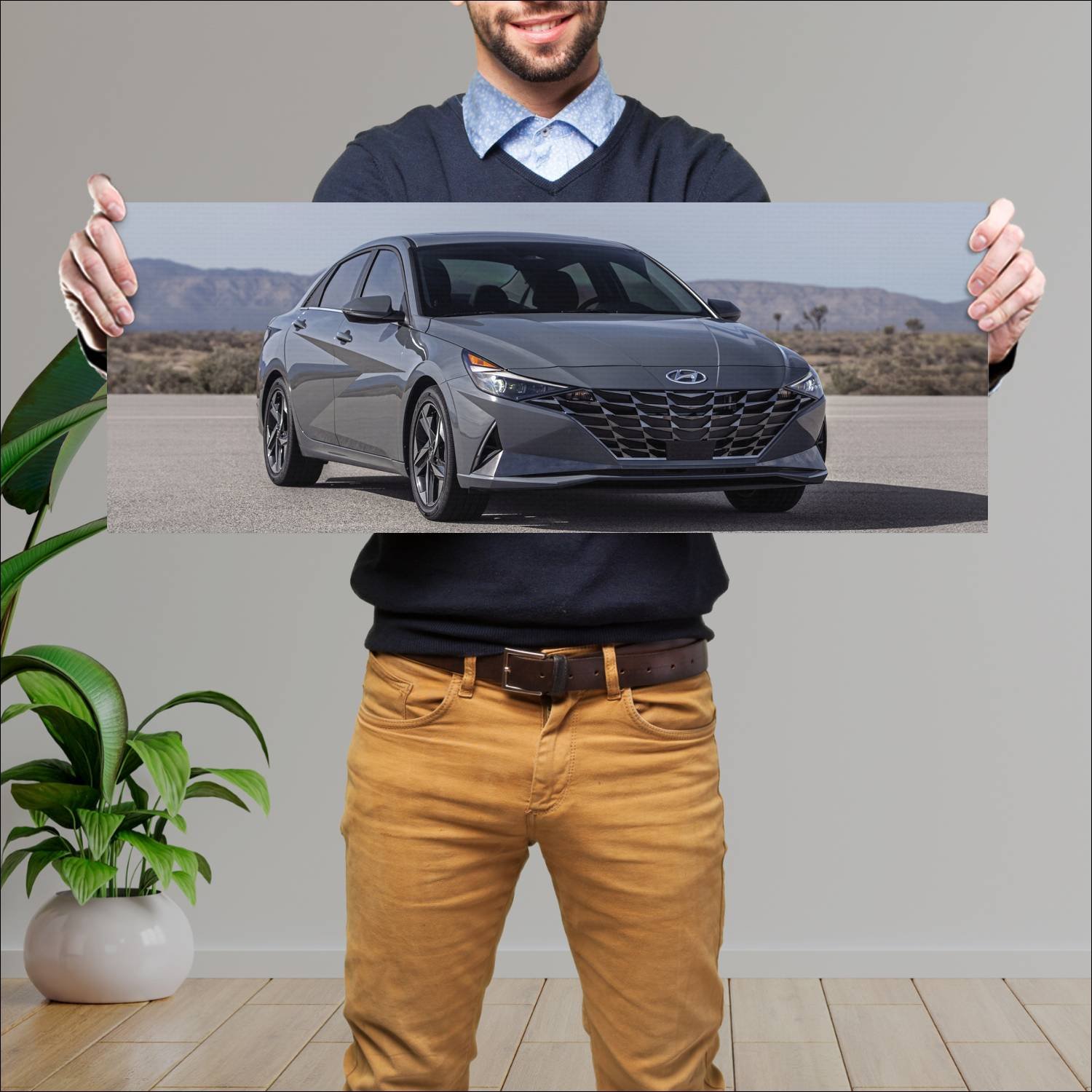 Cuadro grande 30x80cm 2021 hyundai elantra hybrid 211 Hyundai
