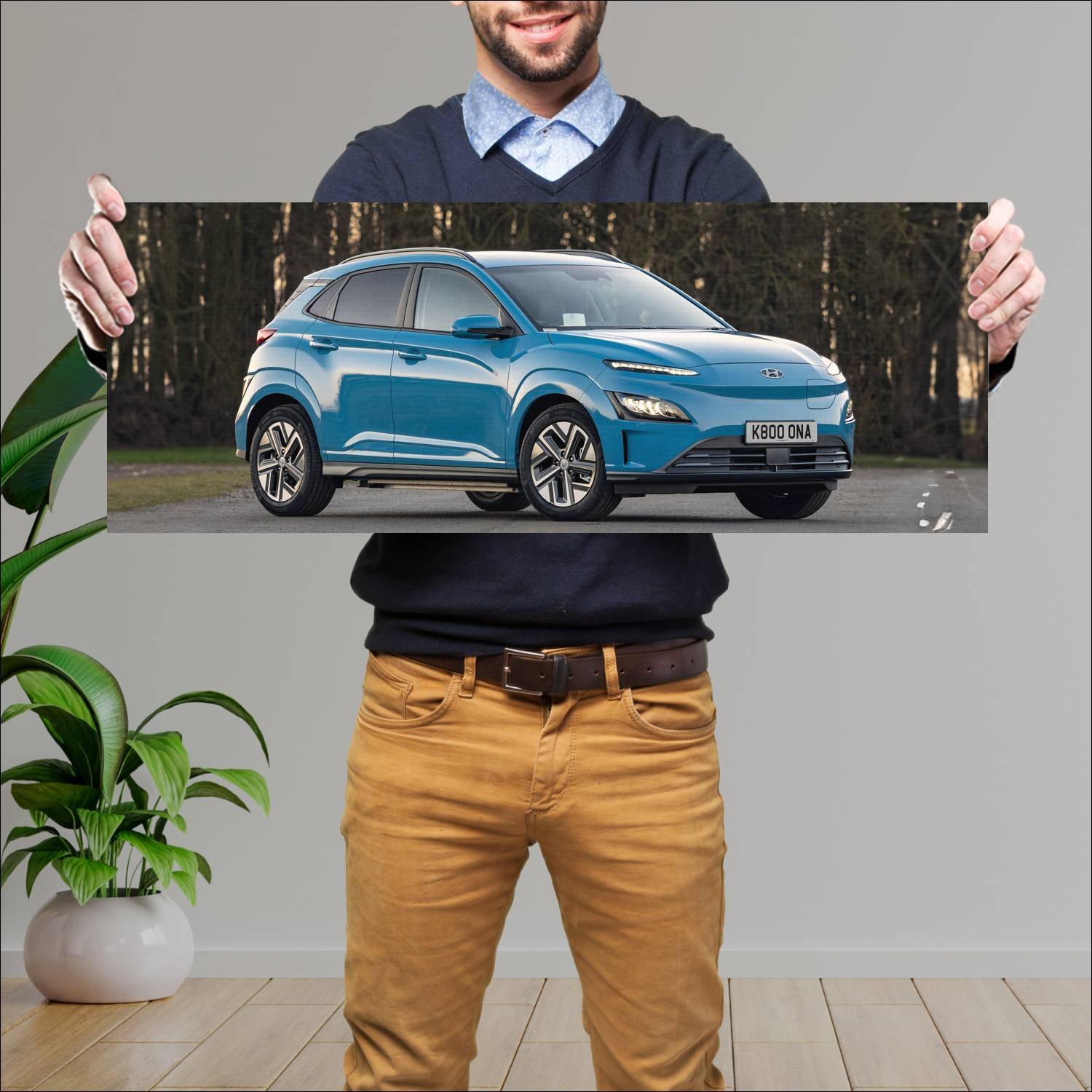 Cuadro grande 30x80cm 2021 hyundai kona electric u 222 Hyundai