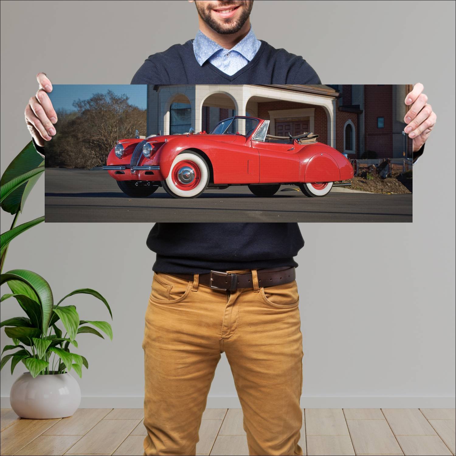 Cuadro grande 30x80cm 1953 jaguar xk120 drophead c 41 Jaguar