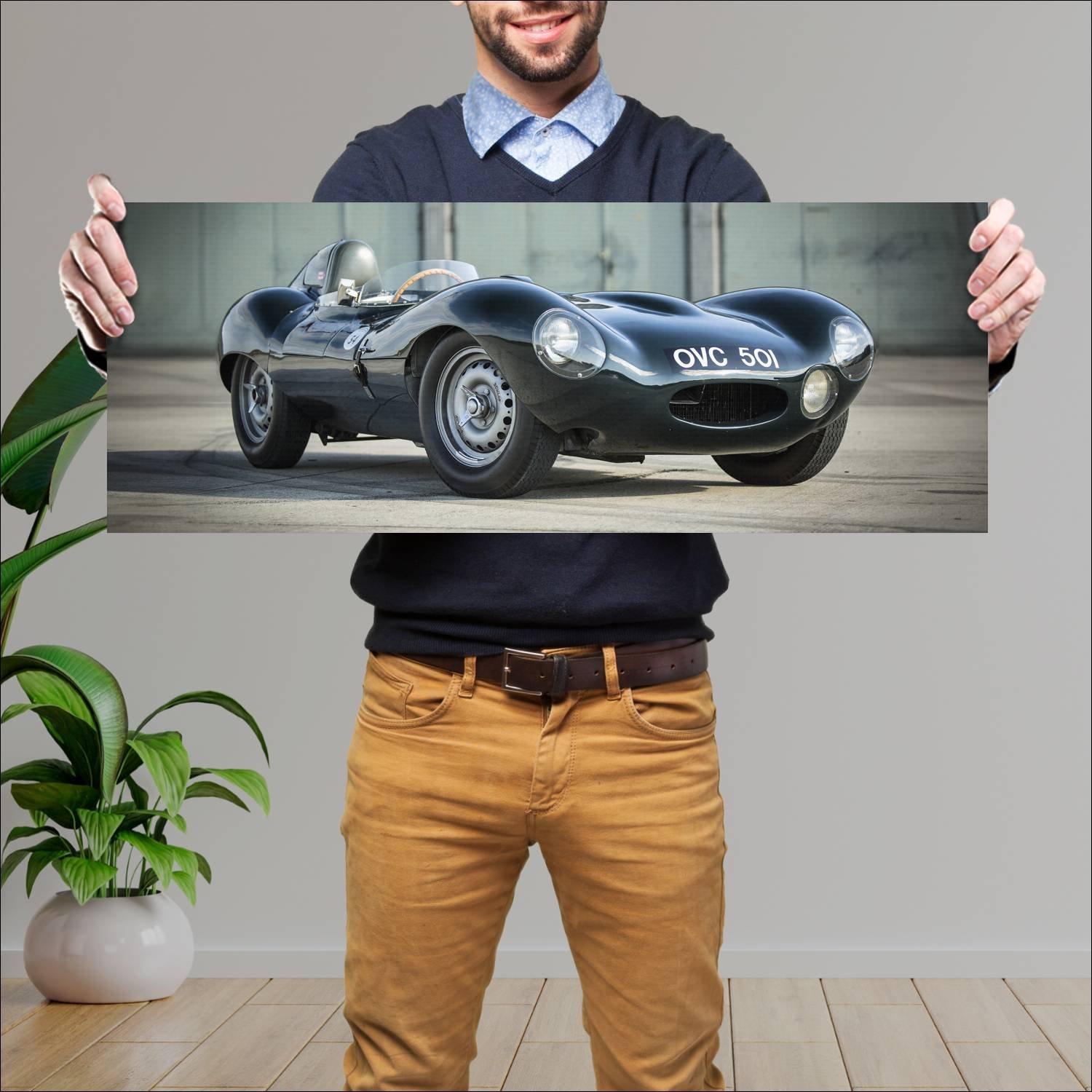 Cuadro grande 30x80cm 1954 jaguar d type prototype 43 Jaguar