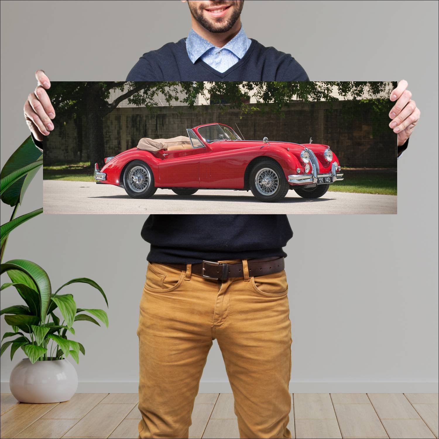 Cuadro grande 30x80cm 1954 jaguar xk140 drophead c 45 Jaguar
