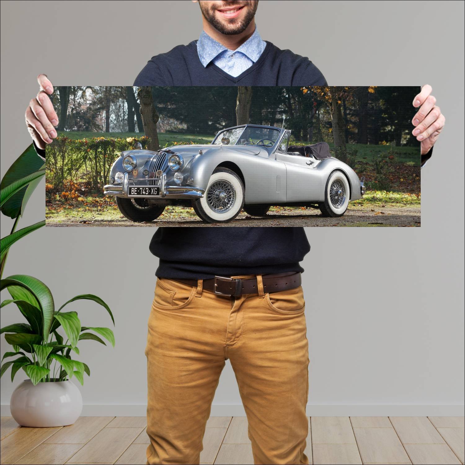 Cuadro grande 30x80cm 1954 jaguar xk140 drophead c 46 Jaguar