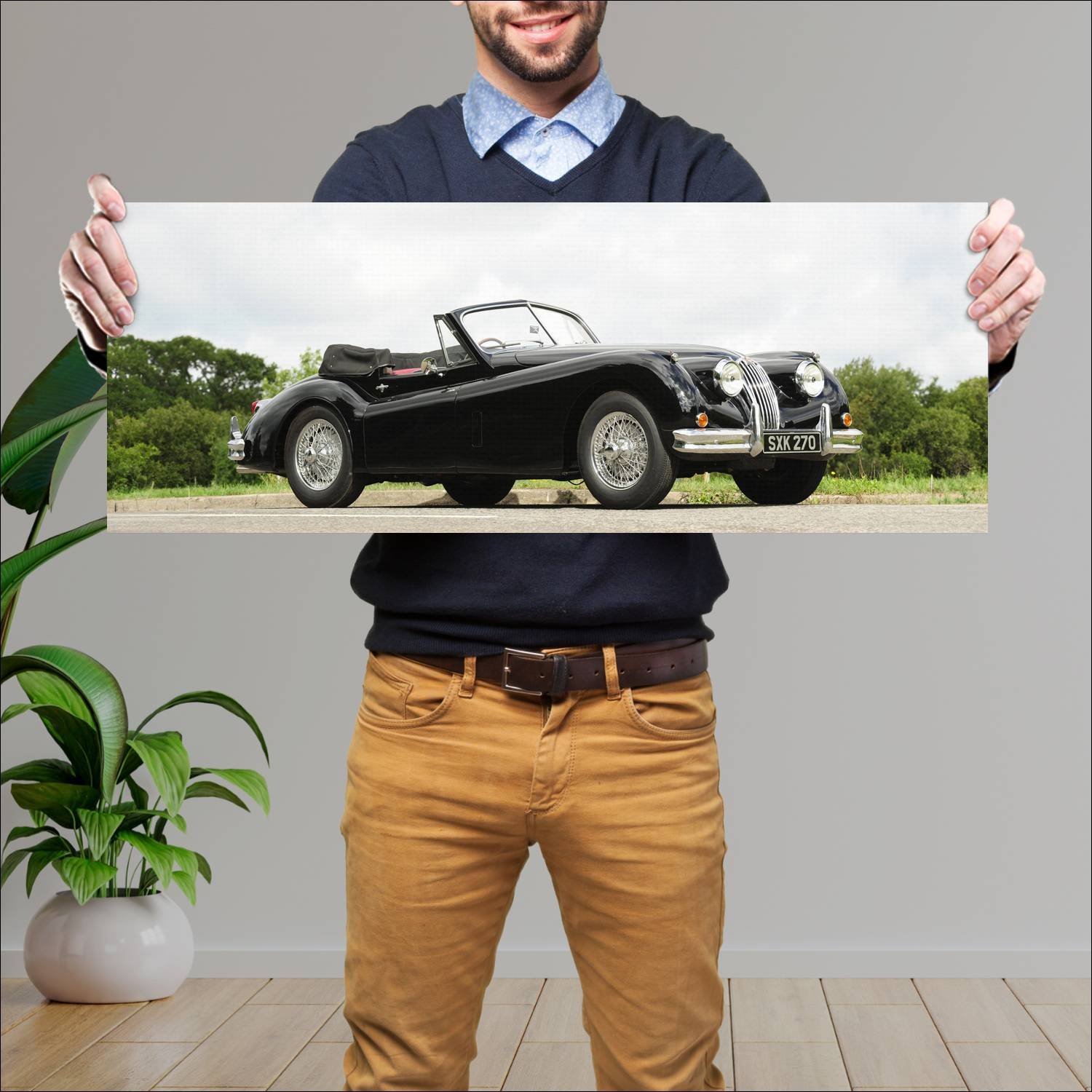 Cuadro grande 30x80cm 1954 jaguar xk140 drophead c 47 Jaguar