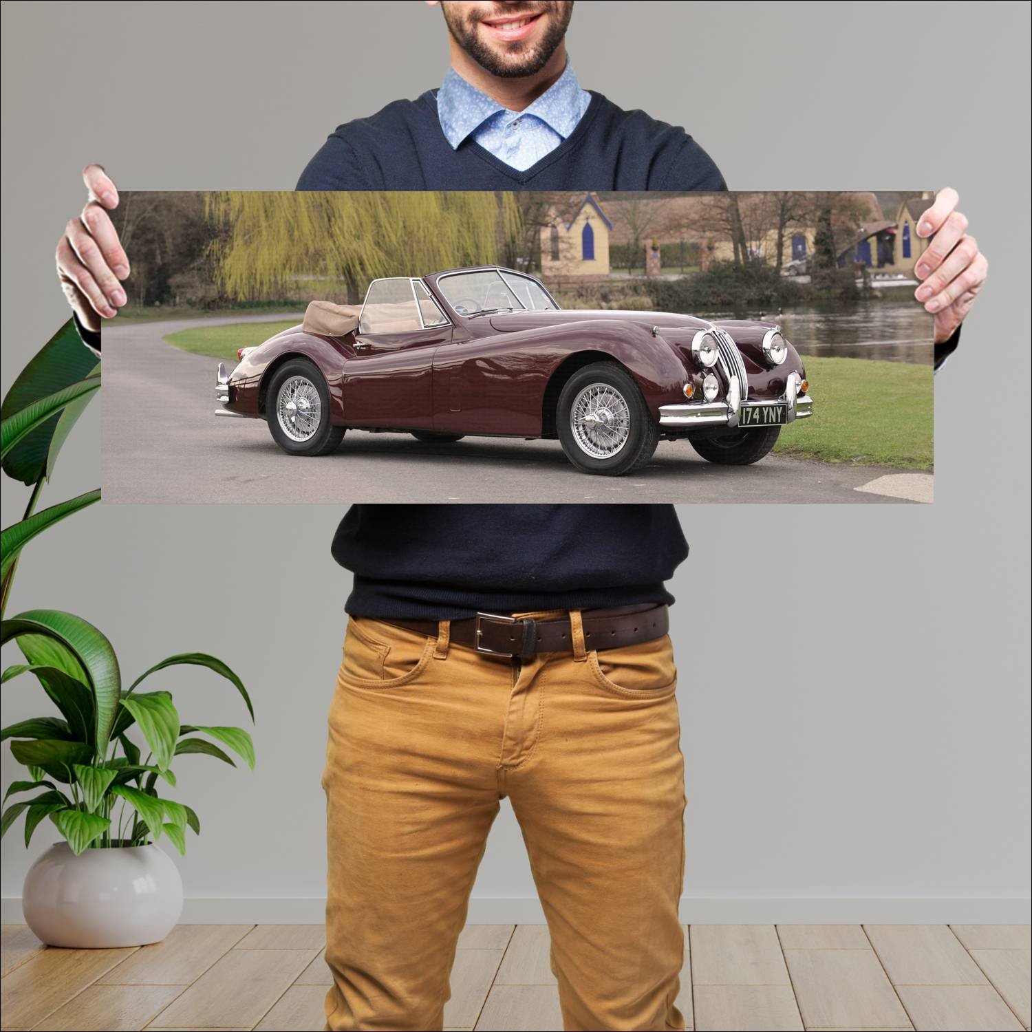 Cuadro grande 30x80cm 1954 jaguar xk140 drophead c 49 Jaguar