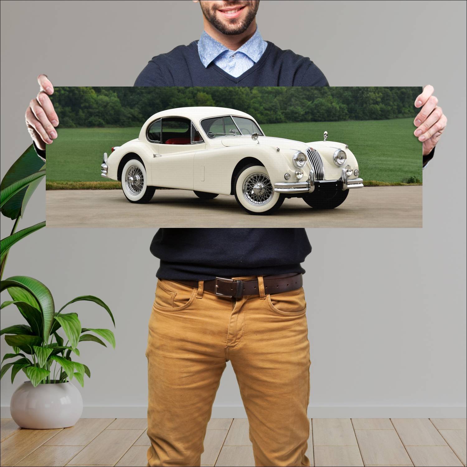 Cuadro grande 30x80cm 1954 jaguar xk140 fixed head 50 Jaguar