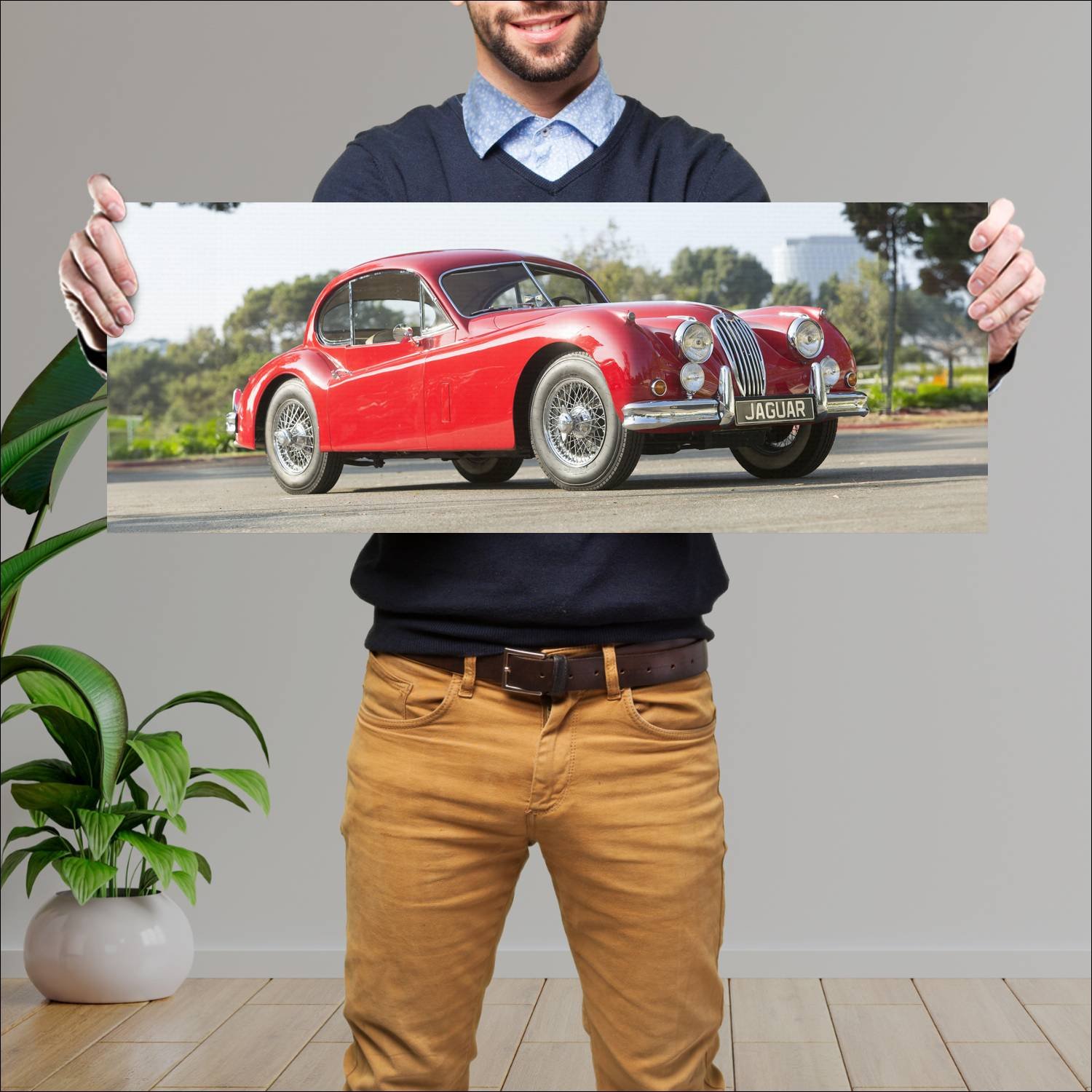 Cuadro grande 30x80cm 1954 jaguar xk140 fixed head 51 Jaguar