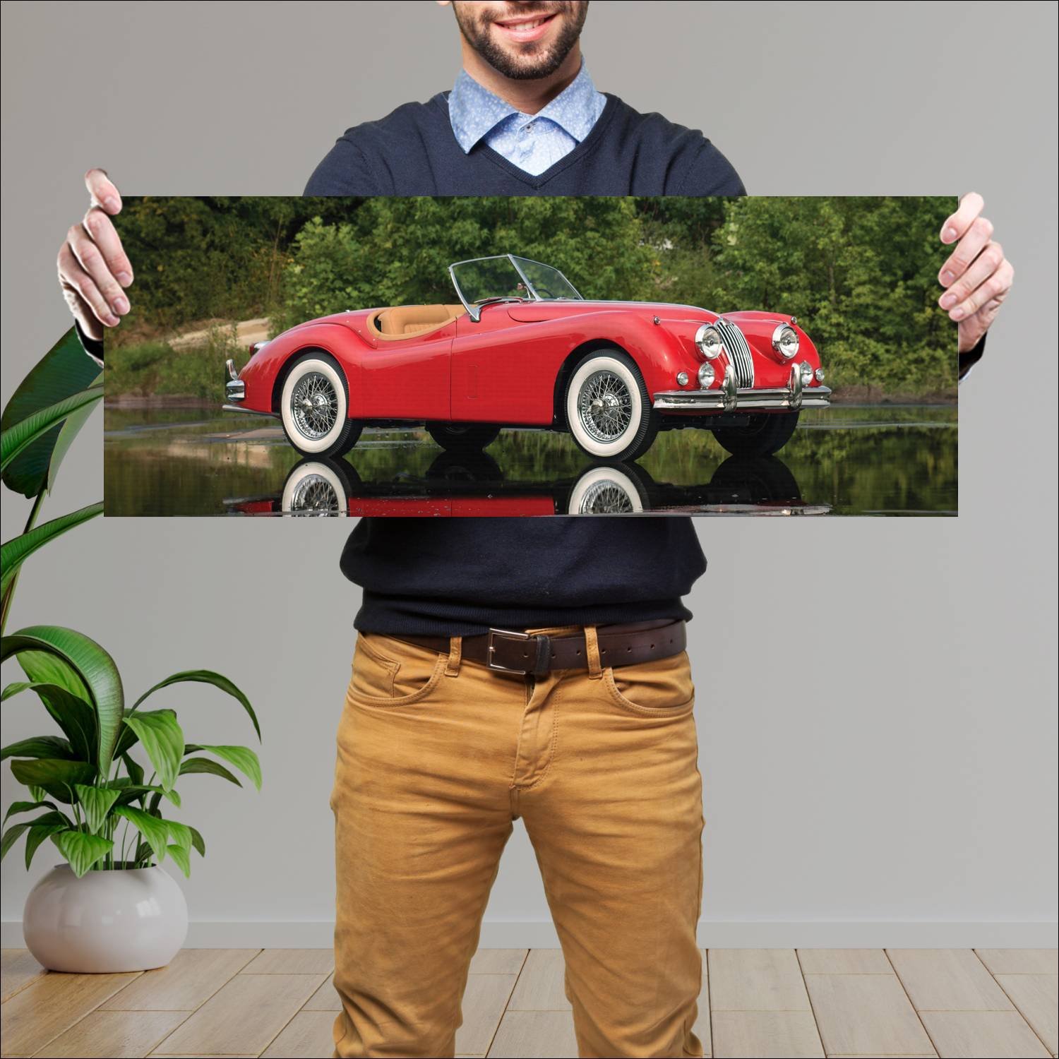 Cuadro grande 30x80cm 1954 jaguar xk140 mc roadste 53 Jaguar