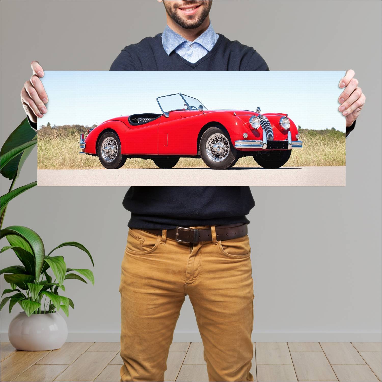 Cuadro grande 30x80cm 1954 jaguar xk140 open two s 54 Jaguar