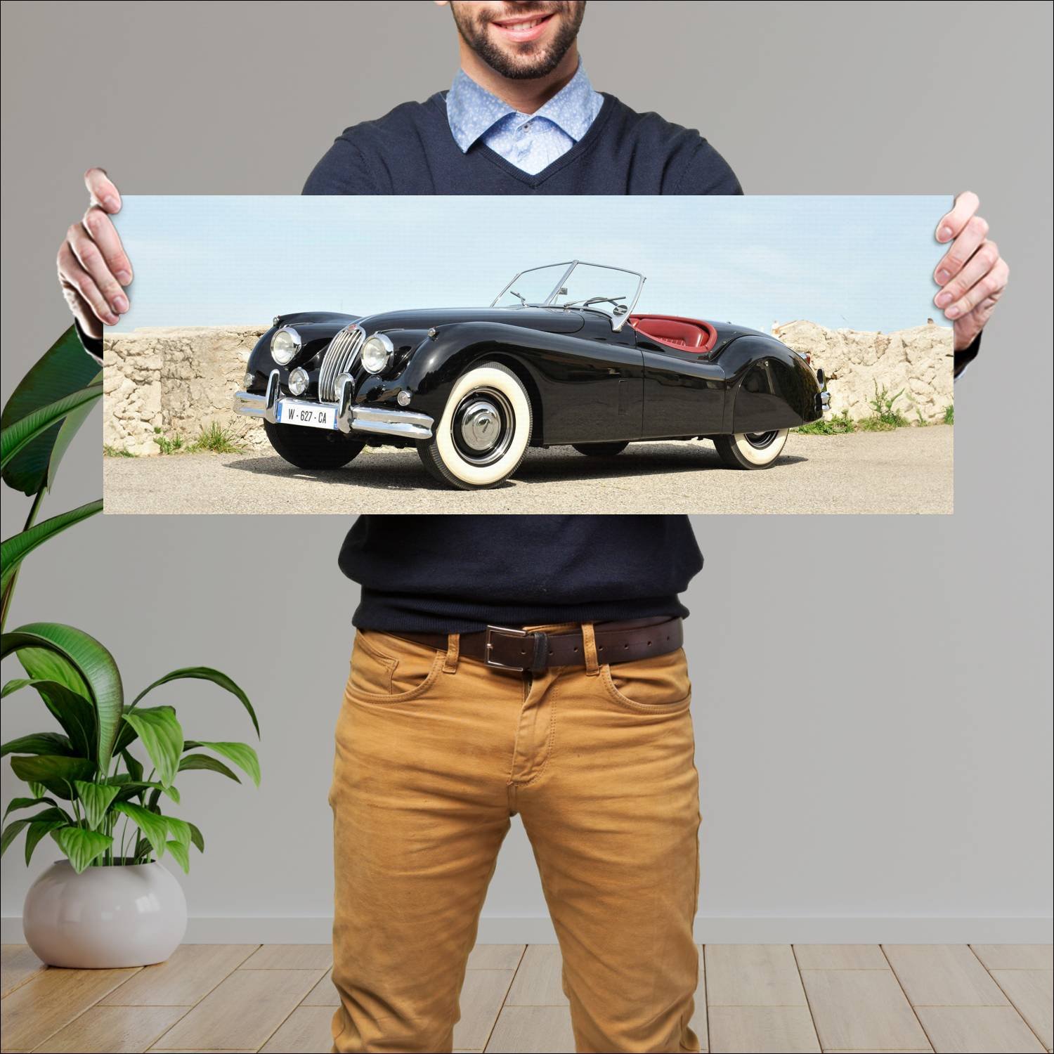 Cuadro grande 30x80cm 1954 jaguar xk140 open two s 55 Jaguar