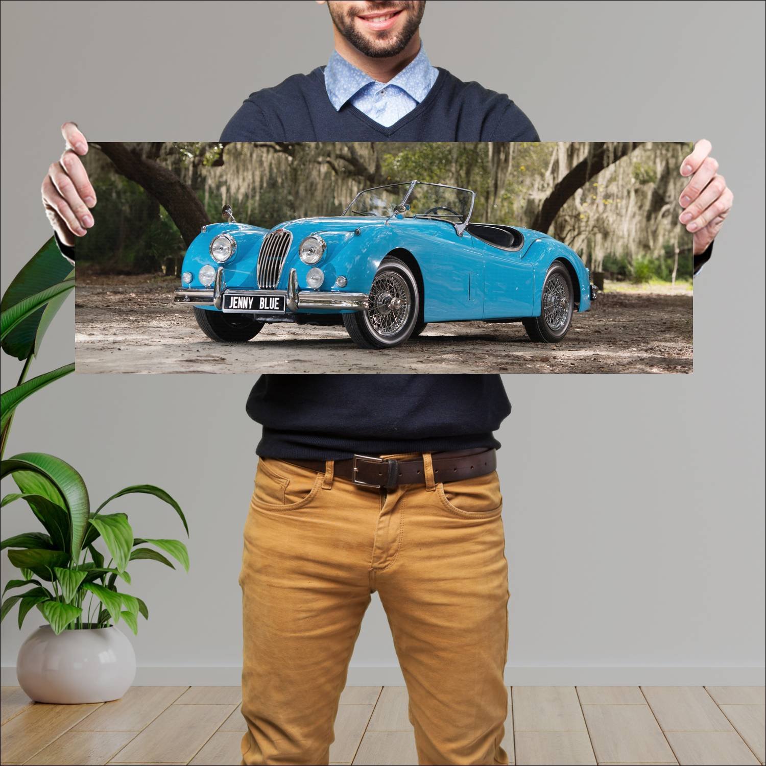 Cuadro grande 30x80cm 1954 jaguar xk140 open two s 56 Jaguar