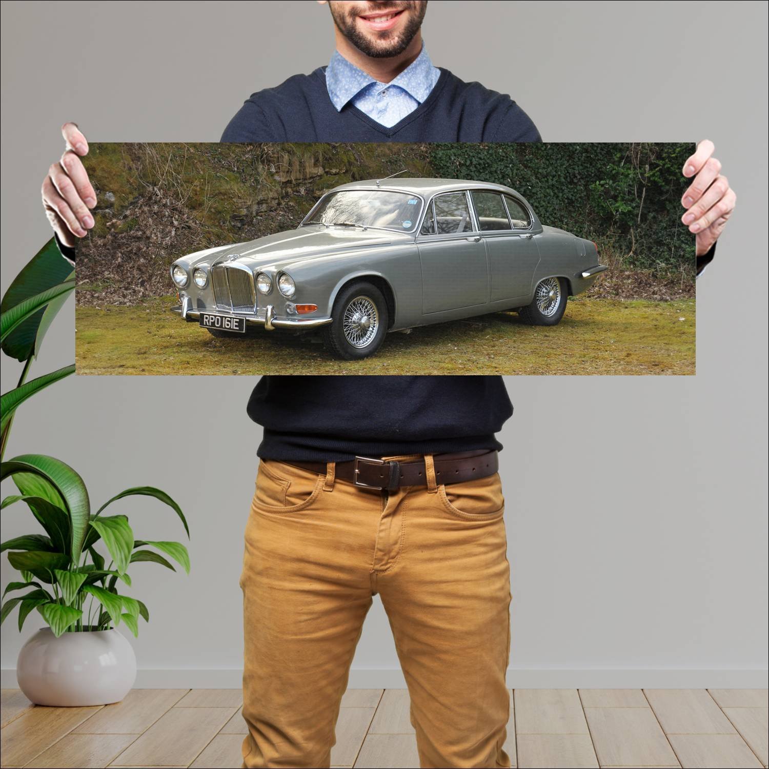 Cuadro grande 30x80cm 1966 jaguar 420 uk auto 105 Jaguar