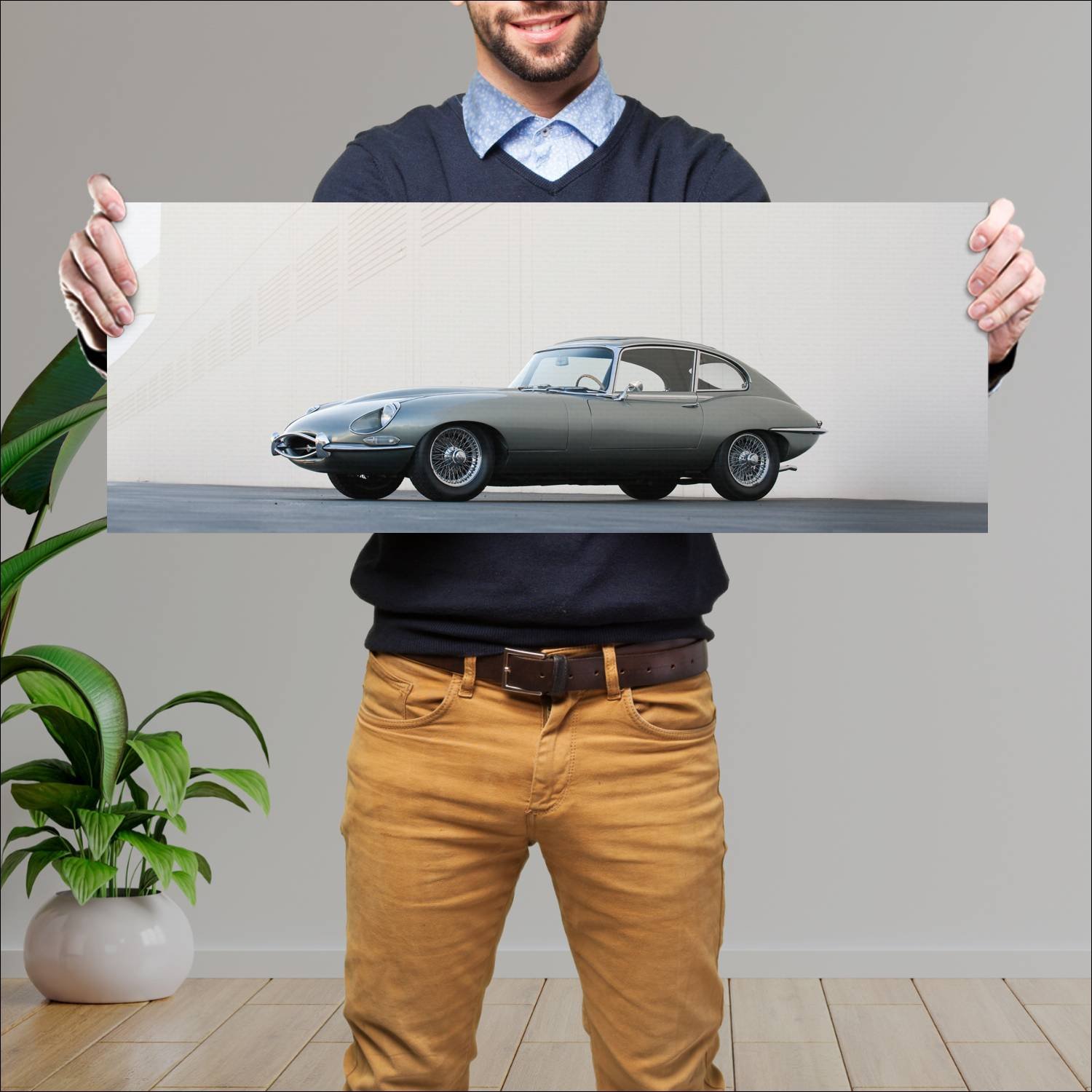 Cuadro grande 30x80cm 1966 jaguar e type 2 plus 2 106 Jaguar