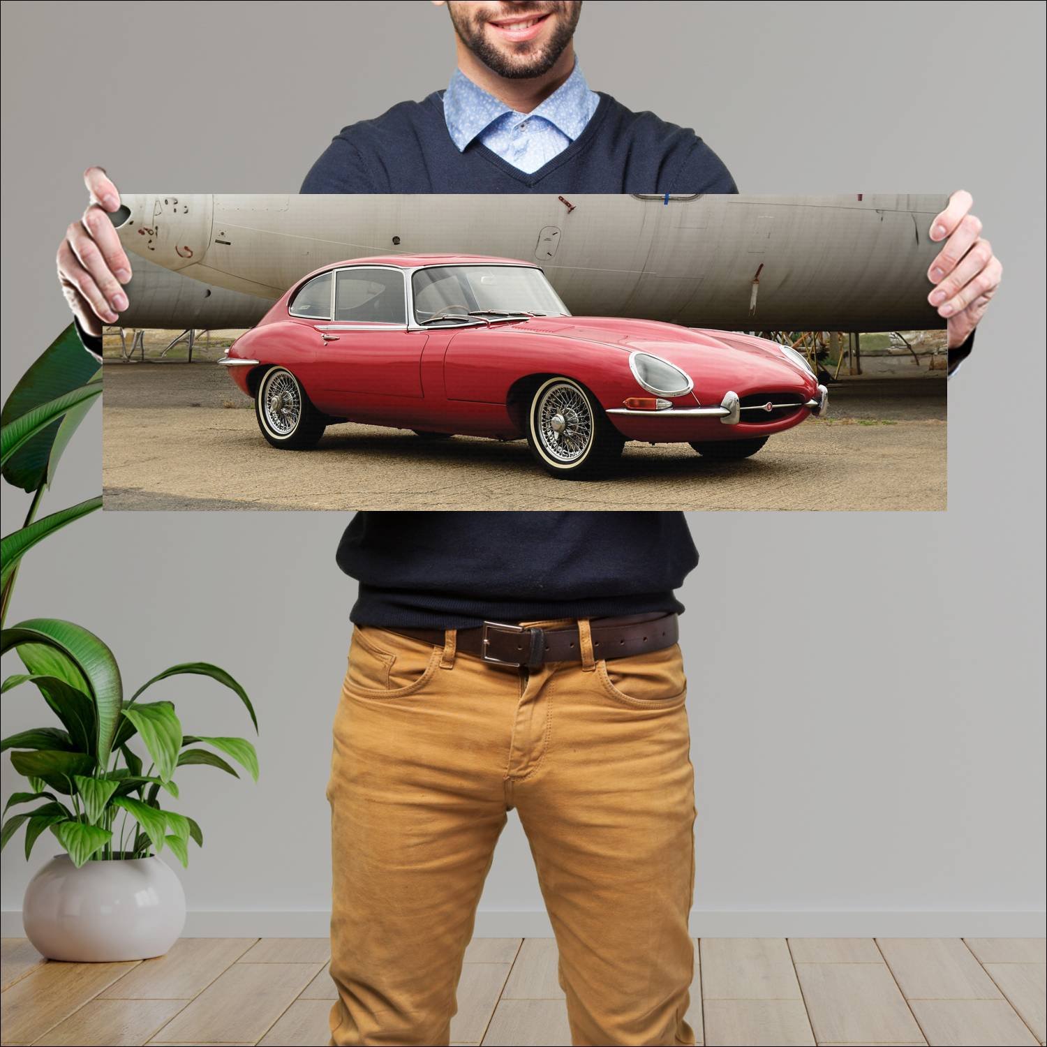 Cuadro grande 30x80cm 1966 jaguar e type 2 plus 2 107 Jaguar