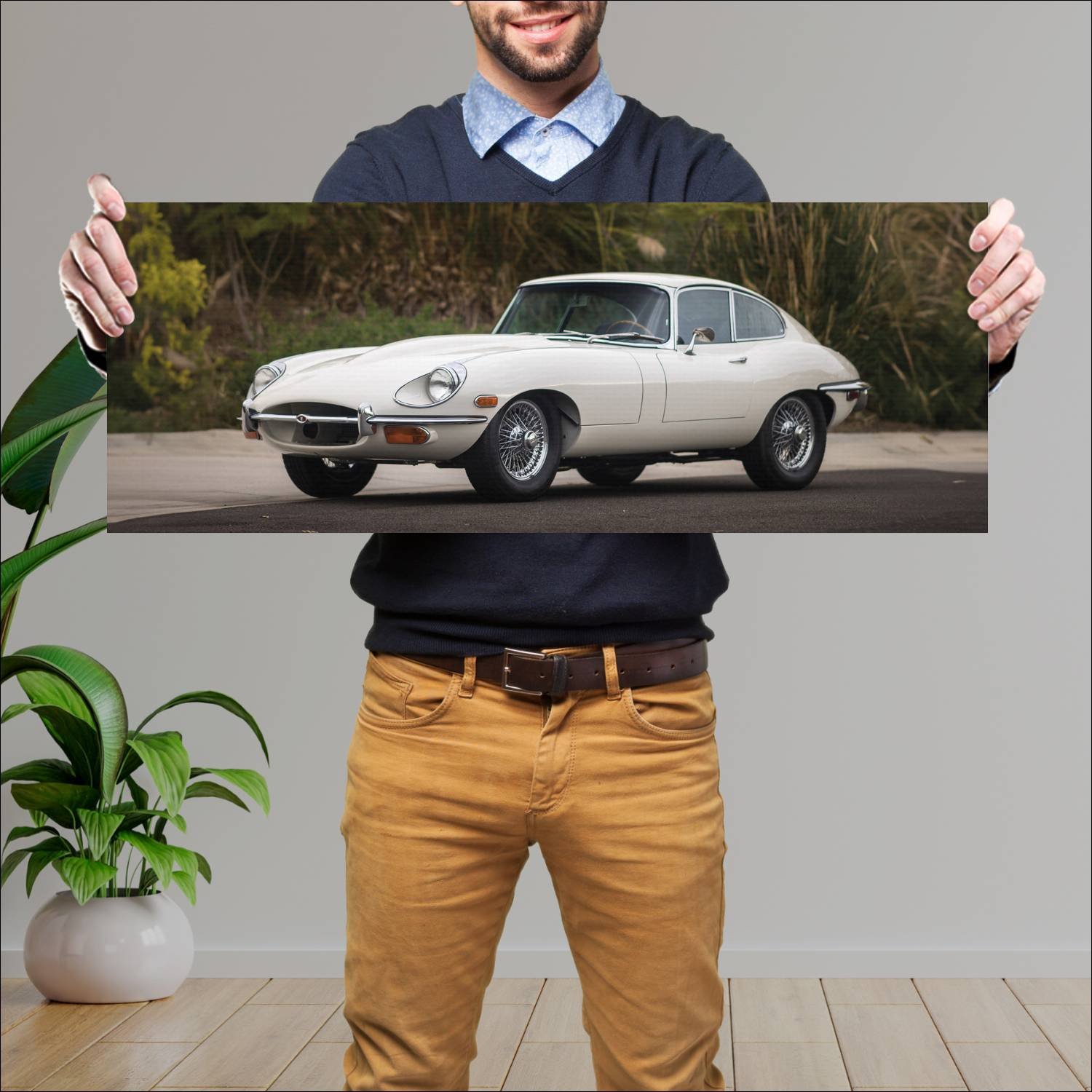 Cuadro grande 30x80cm 1968 jaguar e type coupe us 109 Jaguar