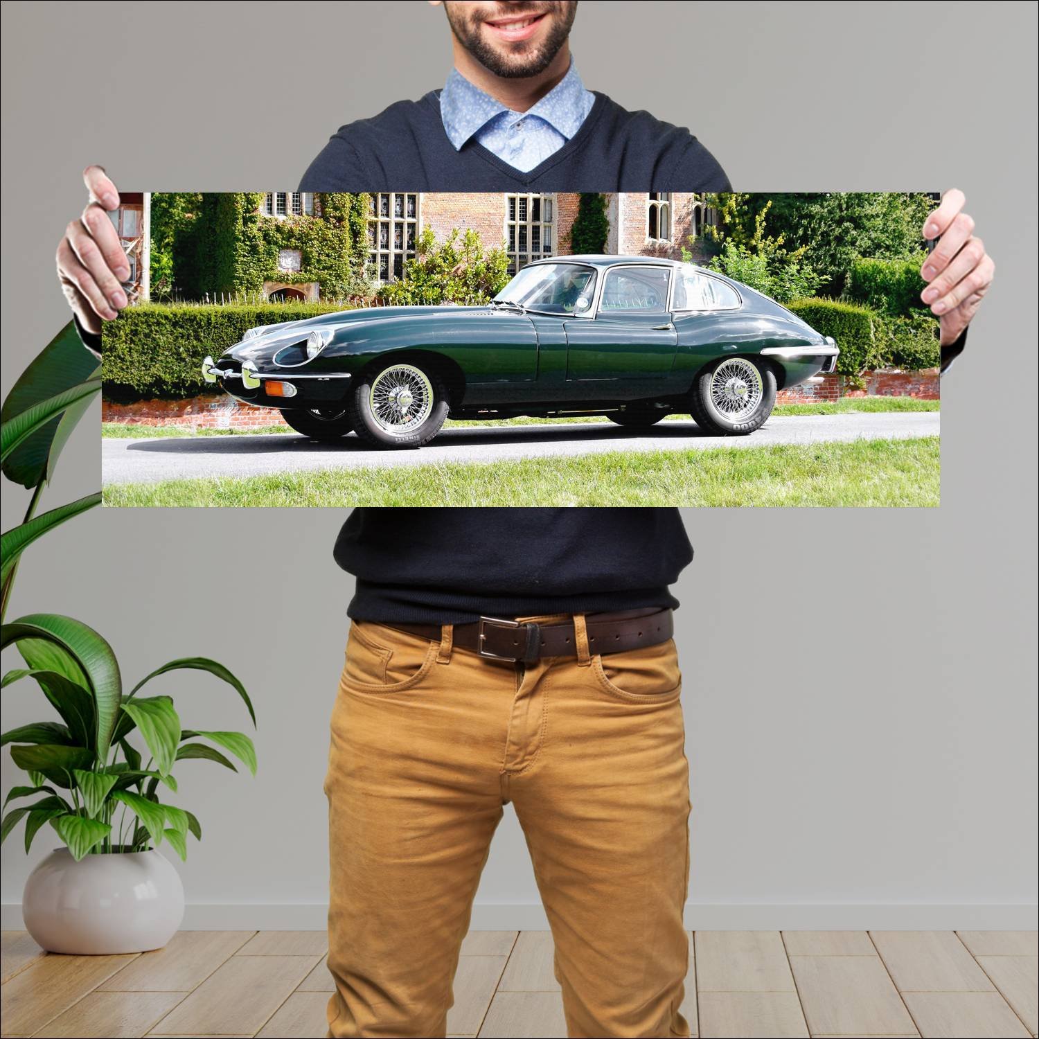 Cuadro grande 30x80cm 1968 jaguar e type fixed hea 110 Jaguar