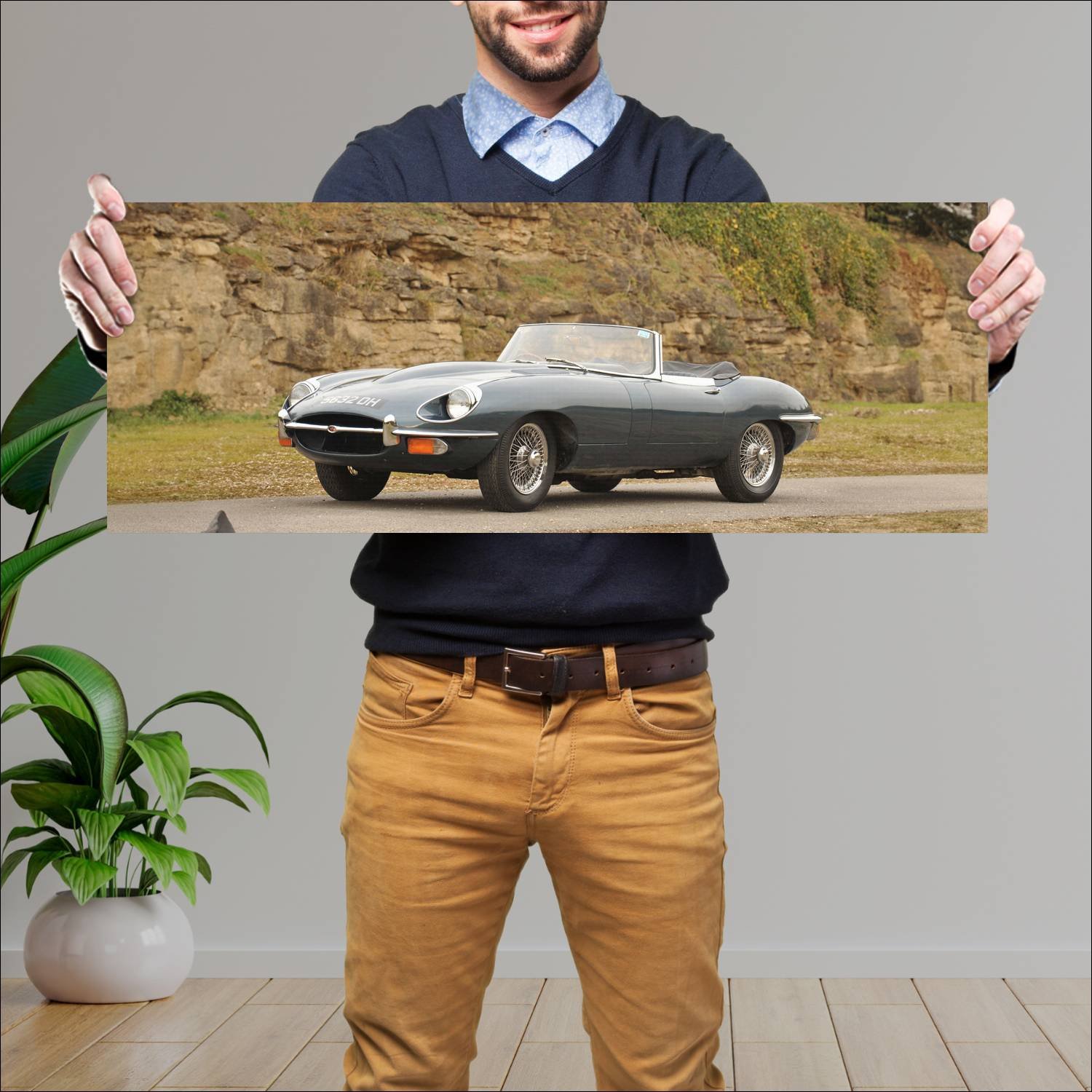 Cuadro grande 30x80cm 1968 jaguar e type open two 111 Jaguar