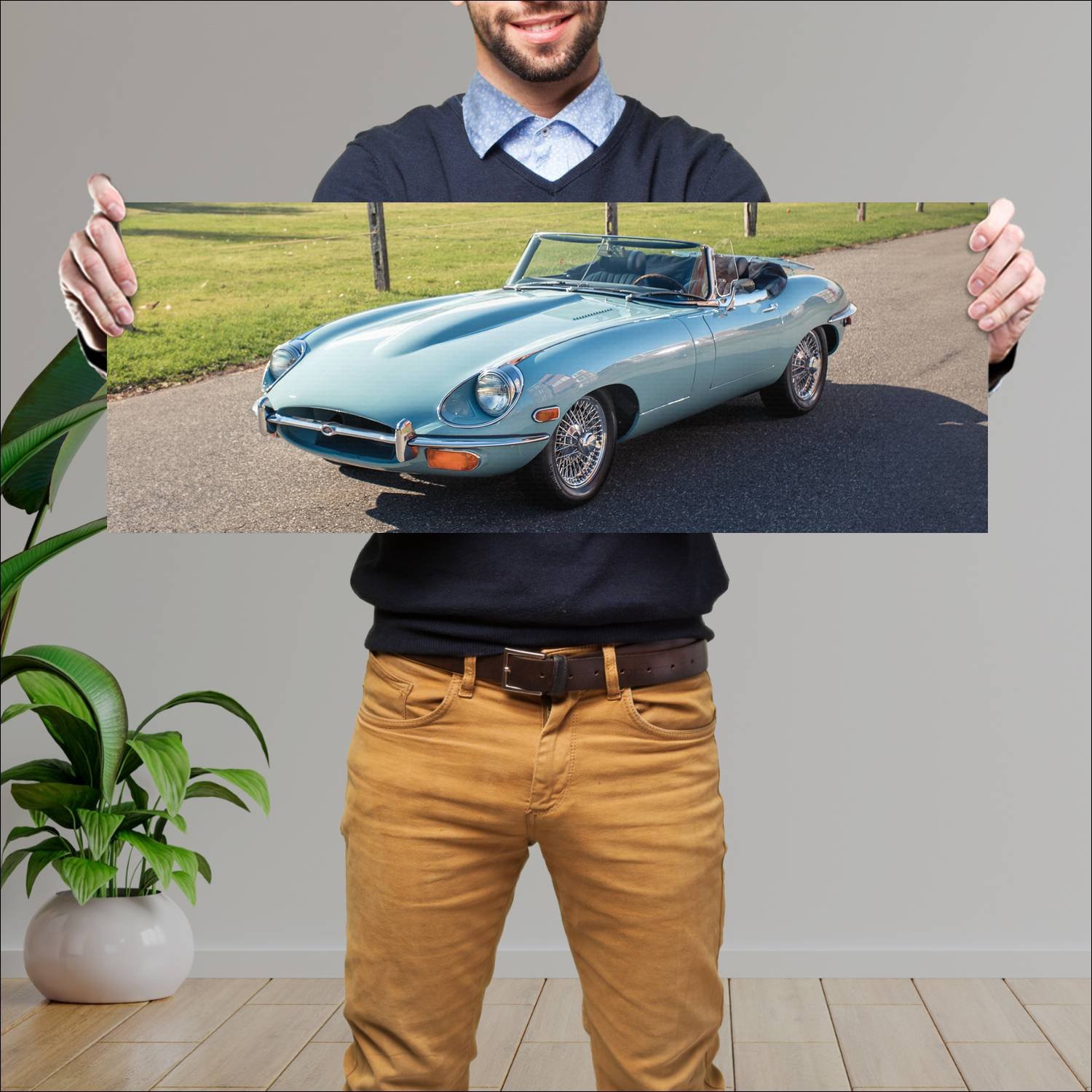 Cuadro grande 30x80cm 1968 jaguar e type roadster 112 Jaguar