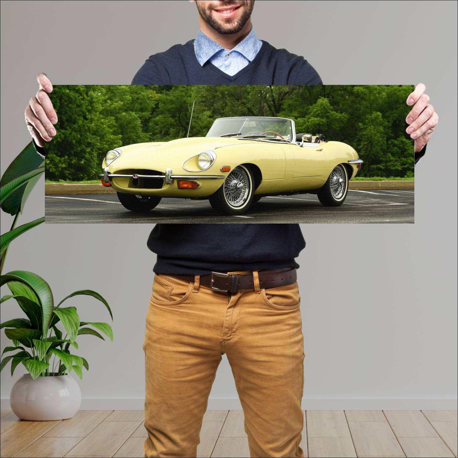 Cuadro grande 30x80cm 1968 jaguar e type roadster 113 Jaguar
