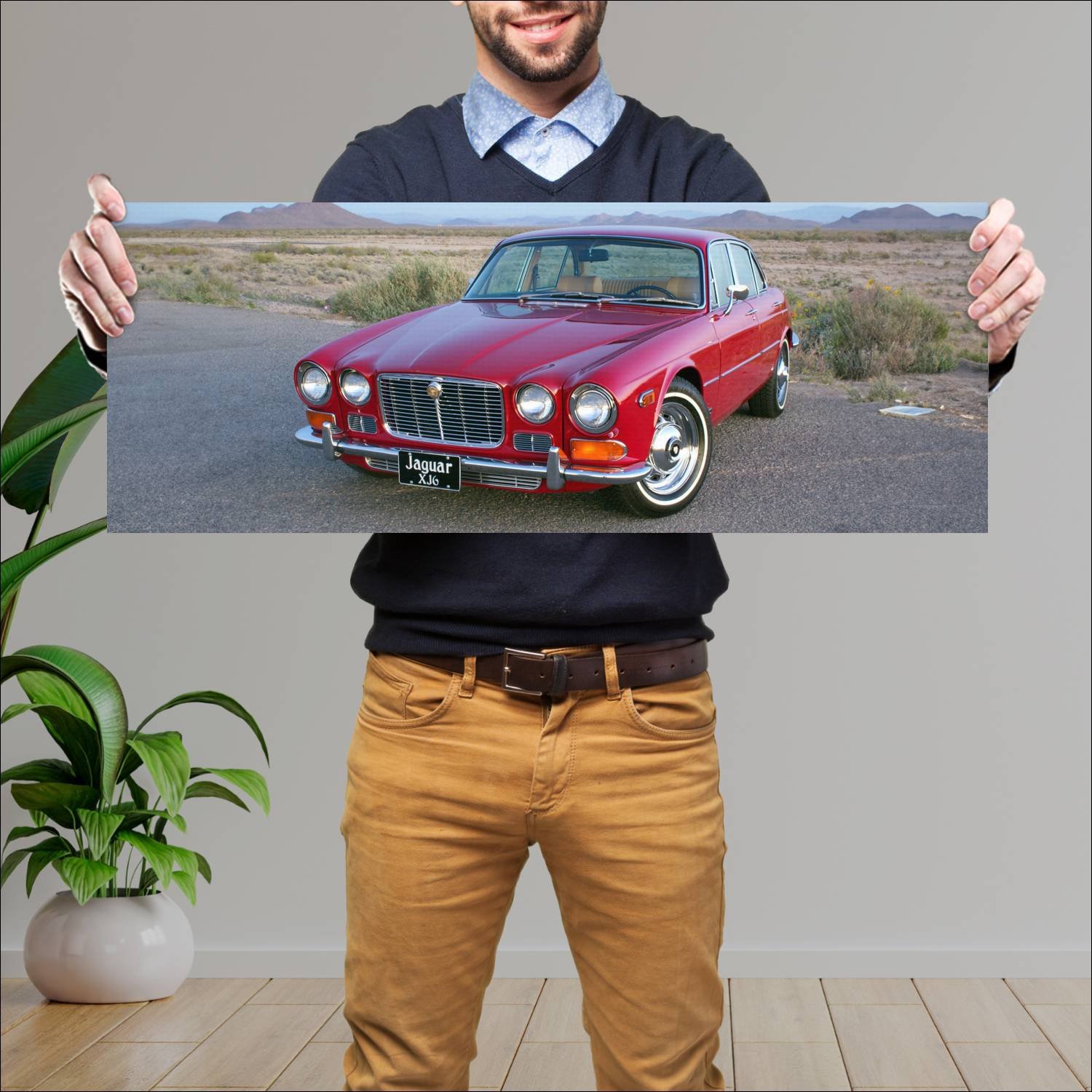 Cuadro grande 30x80cm 1968 jaguar xj6 us auto 115 Jaguar