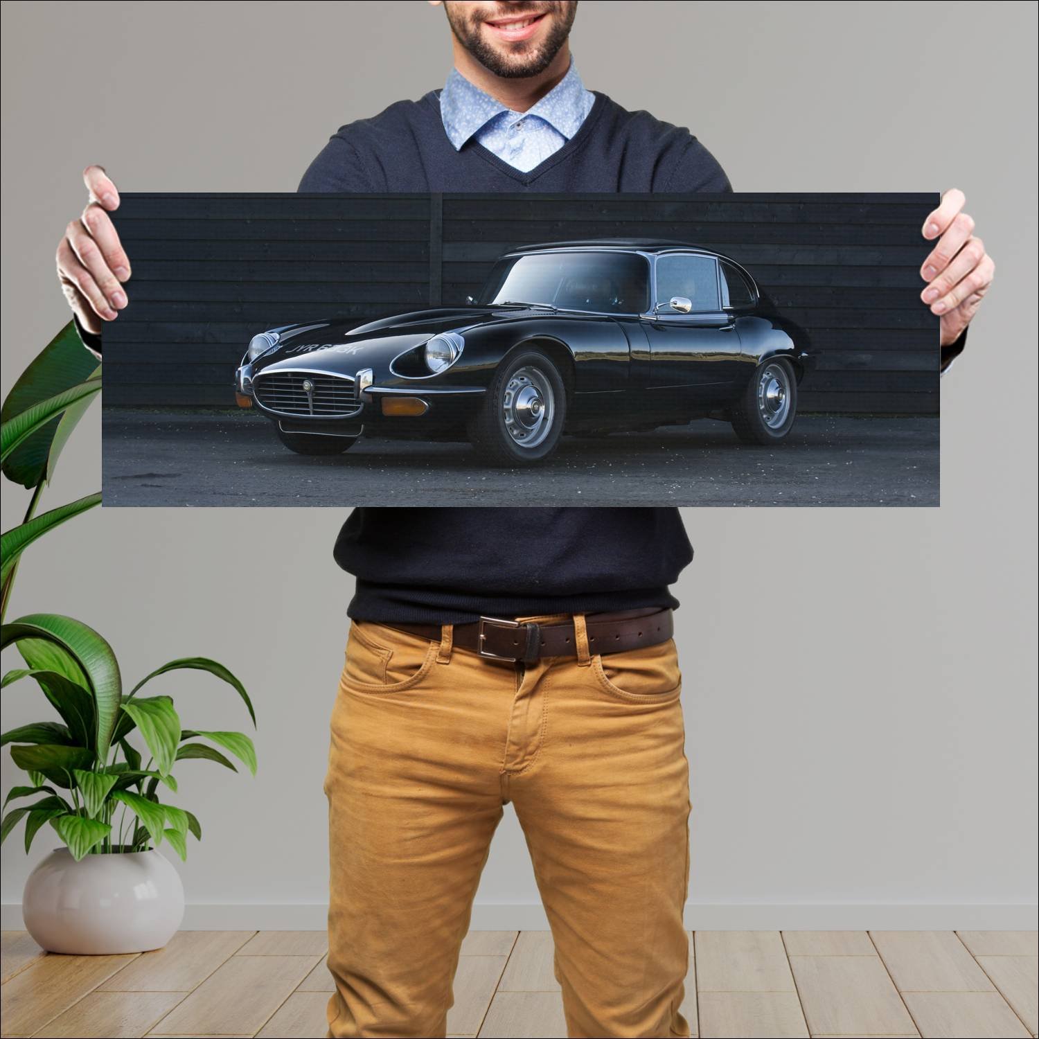 Cuadro grande 30x80cm 1971 jaguar e type v12 2 plu 116 Jaguar