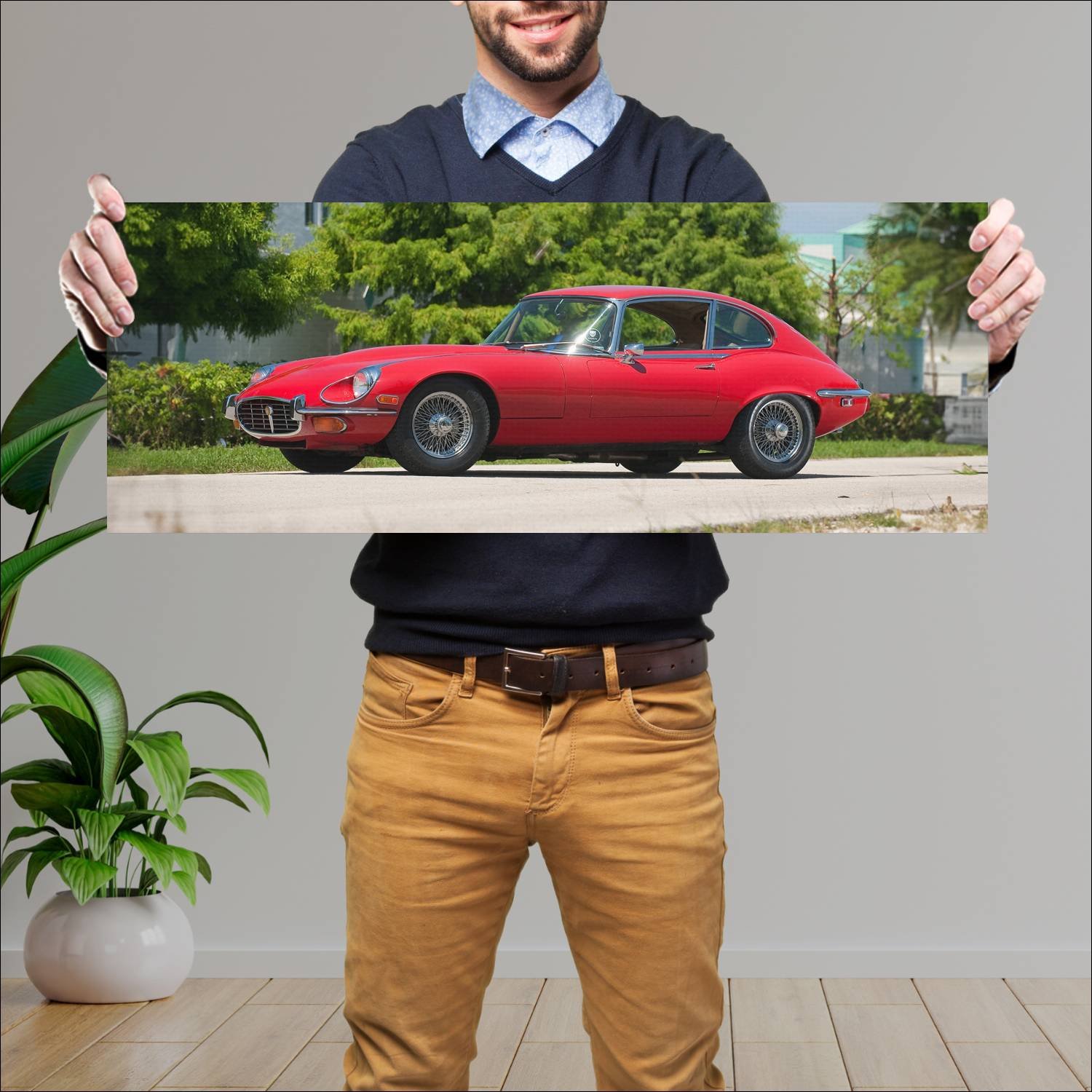 Cuadro grande 30x80cm 1971 jaguar e type v12 2 plu 117 Jaguar