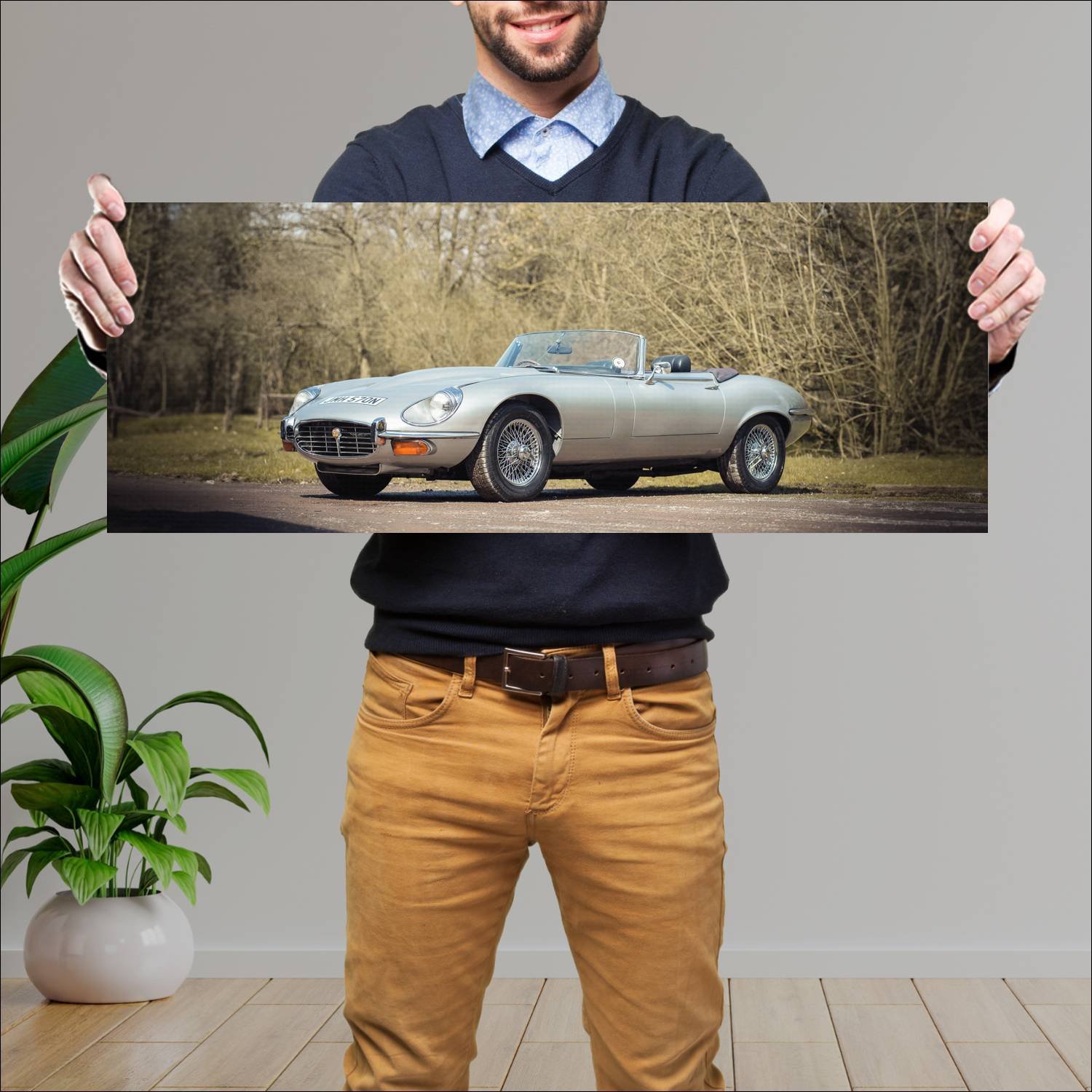 Cuadro grande 30x80cm 1971 jaguar e type v12 open 119 Jaguar