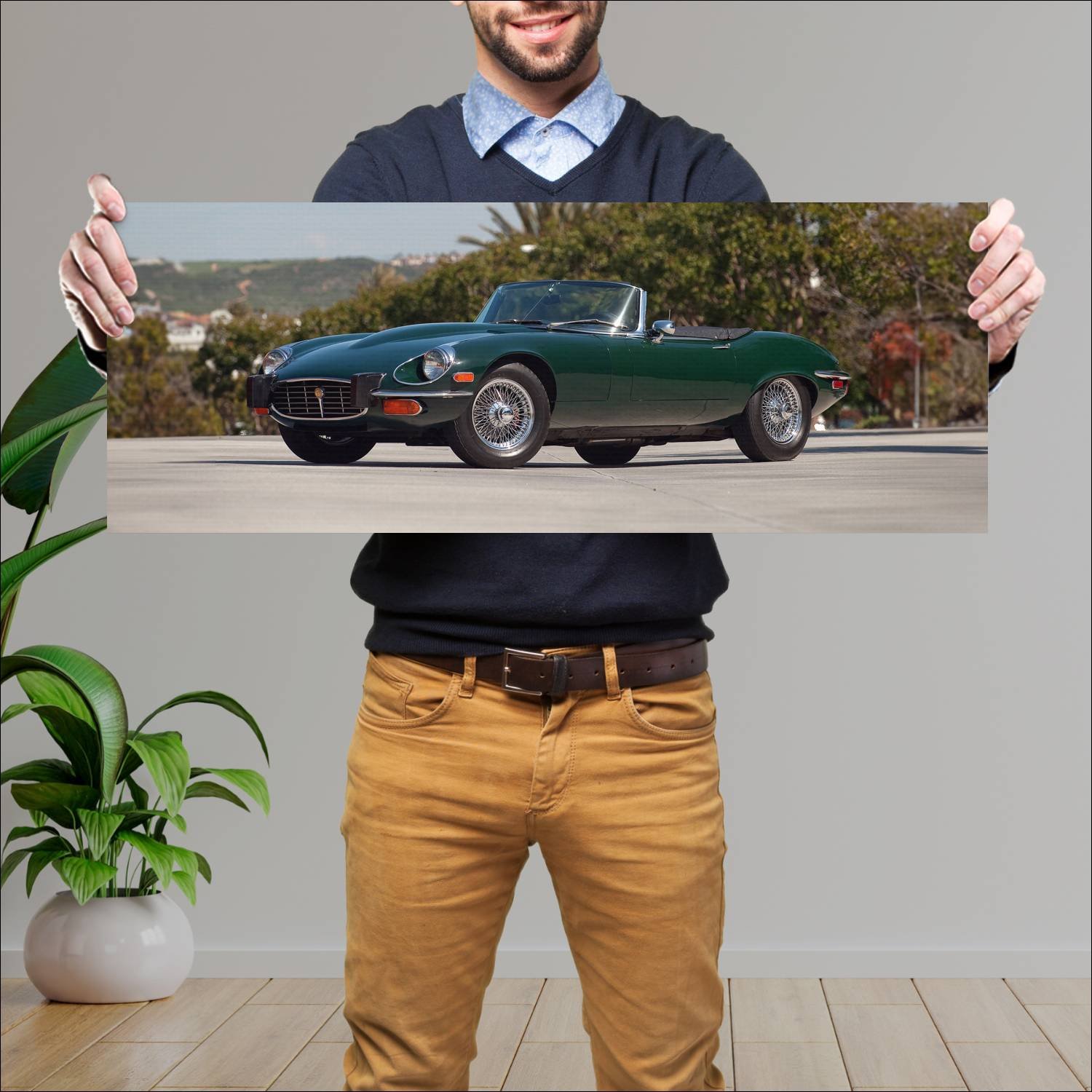 Cuadro grande 30x80cm 1971 jaguar e type v12 roads 120 Jaguar
