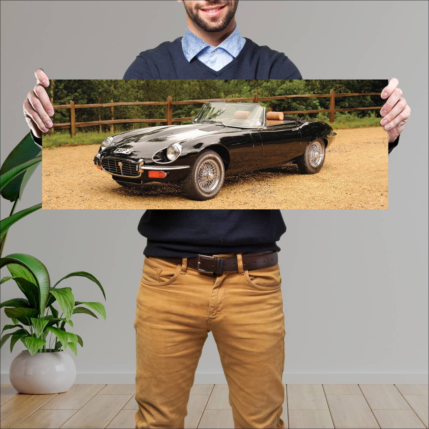 Cuadro grande 30x80cm 1974 jaguar e type v12 roads 121 Jaguar