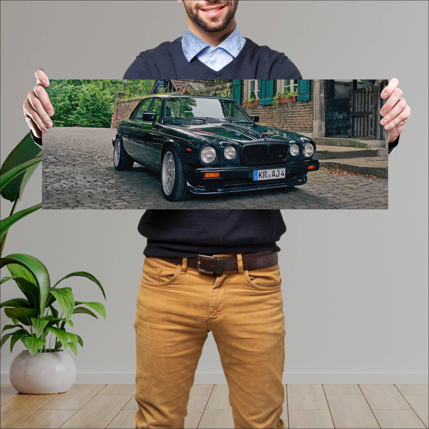 Cuadro grande 30x80cm 1982 arden aj 4 auto 128 Jaguar